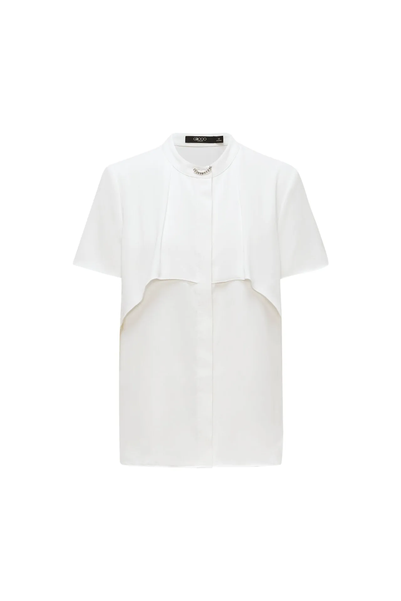 Satin Crepe Stand Collar Blouse