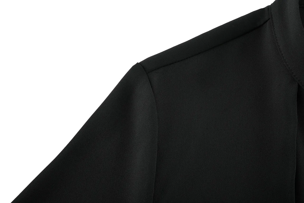 Satin Crepe Stand Collar Blouse