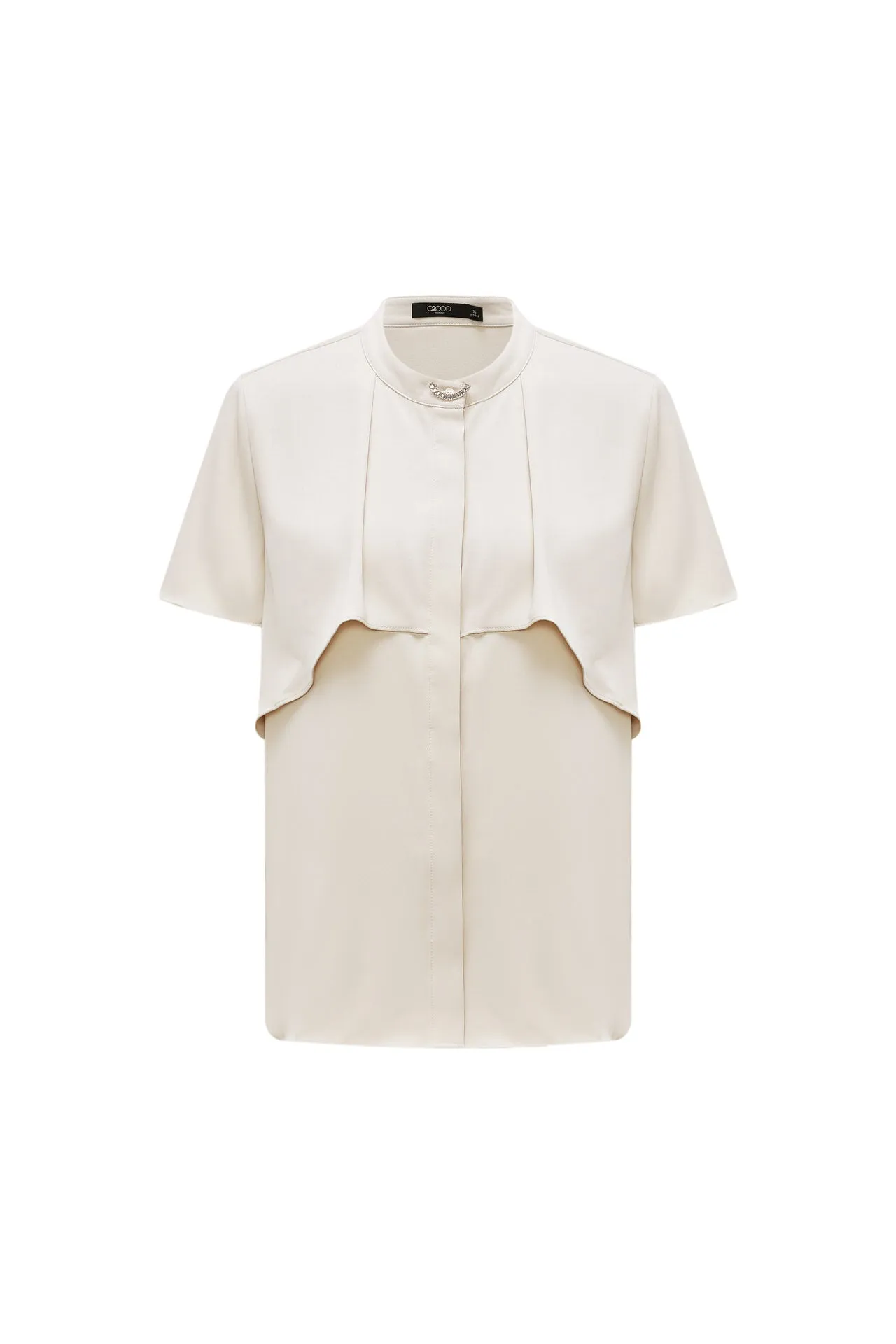 Satin Crepe Stand Collar Blouse