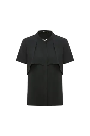 Satin Crepe Stand Collar Blouse