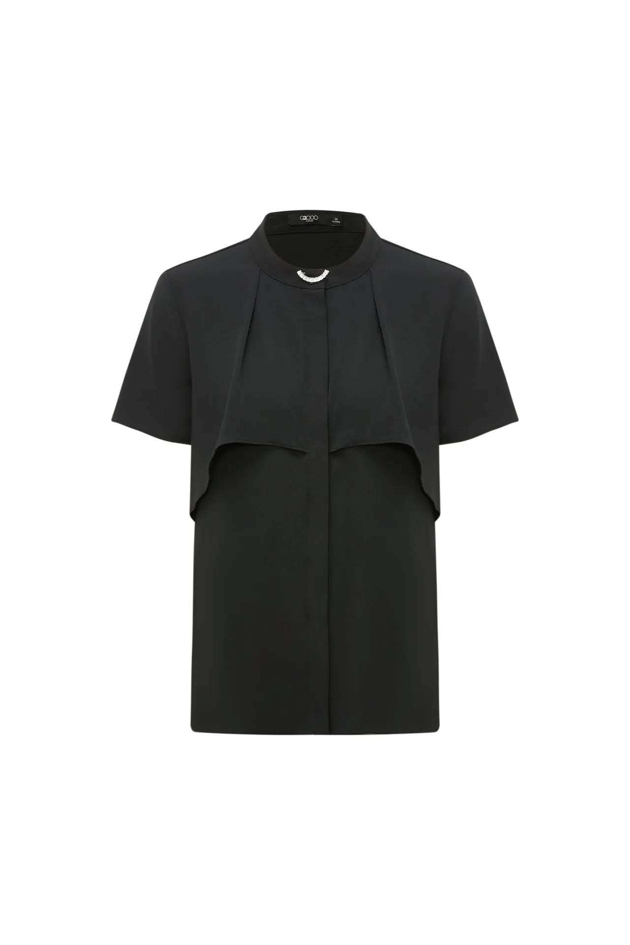 Satin Crepe Stand Collar Blouse