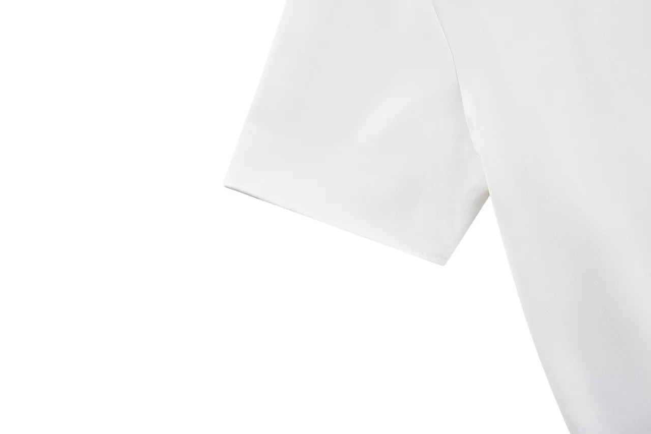 Satin Crepe Stand Collar Blouse