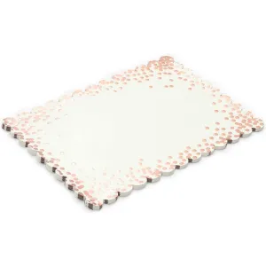 Scalloped Paper Placemats with Rose Gold Foil Polka Dots (14 x 10 in, 50 Pack)