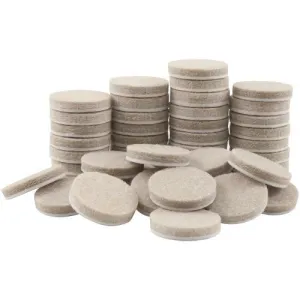 SELF-STICK 1-INCH FURNITURE ROUND FELT PADS FOR HARD SURFACES, OATMEAL, 48-PIECE