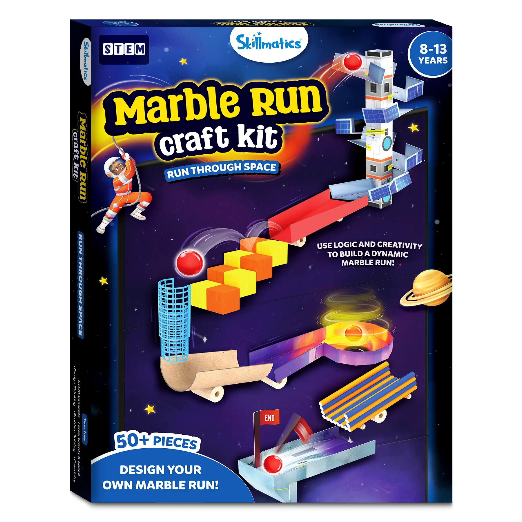 Skillmatics Craft Kit - Marble Run Space, DIY Activity, STEM Toy, Learning Resource, Educational Toys for Boys & Girls, Gifts for Ages 8, 9, 10, 11, 12, 13, 50  Pieces