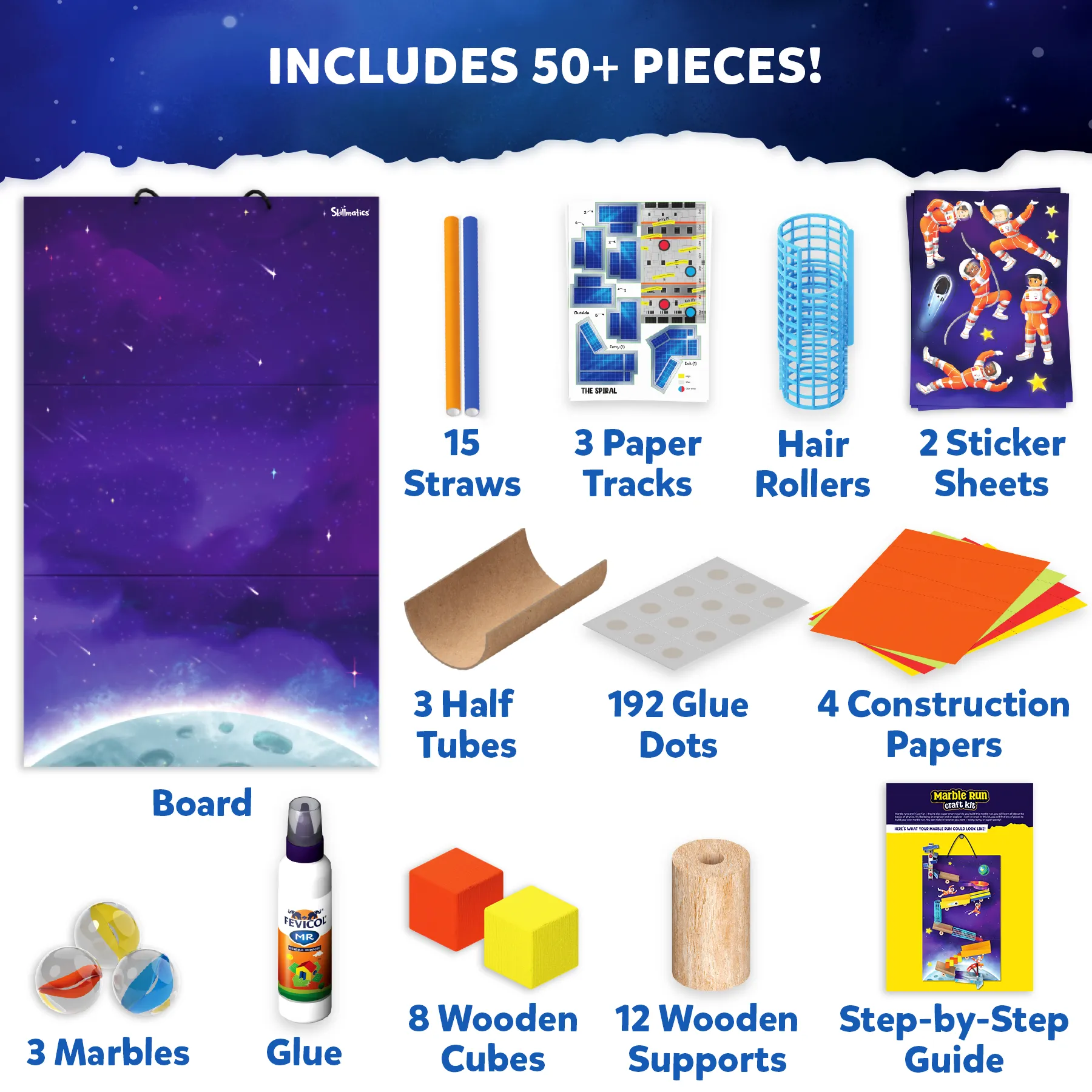 Skillmatics Craft Kit - Marble Run Space, DIY Activity, STEM Toy, Learning Resource, Educational Toys for Boys & Girls, Gifts for Ages 8, 9, 10, 11, 12, 13, 50  Pieces