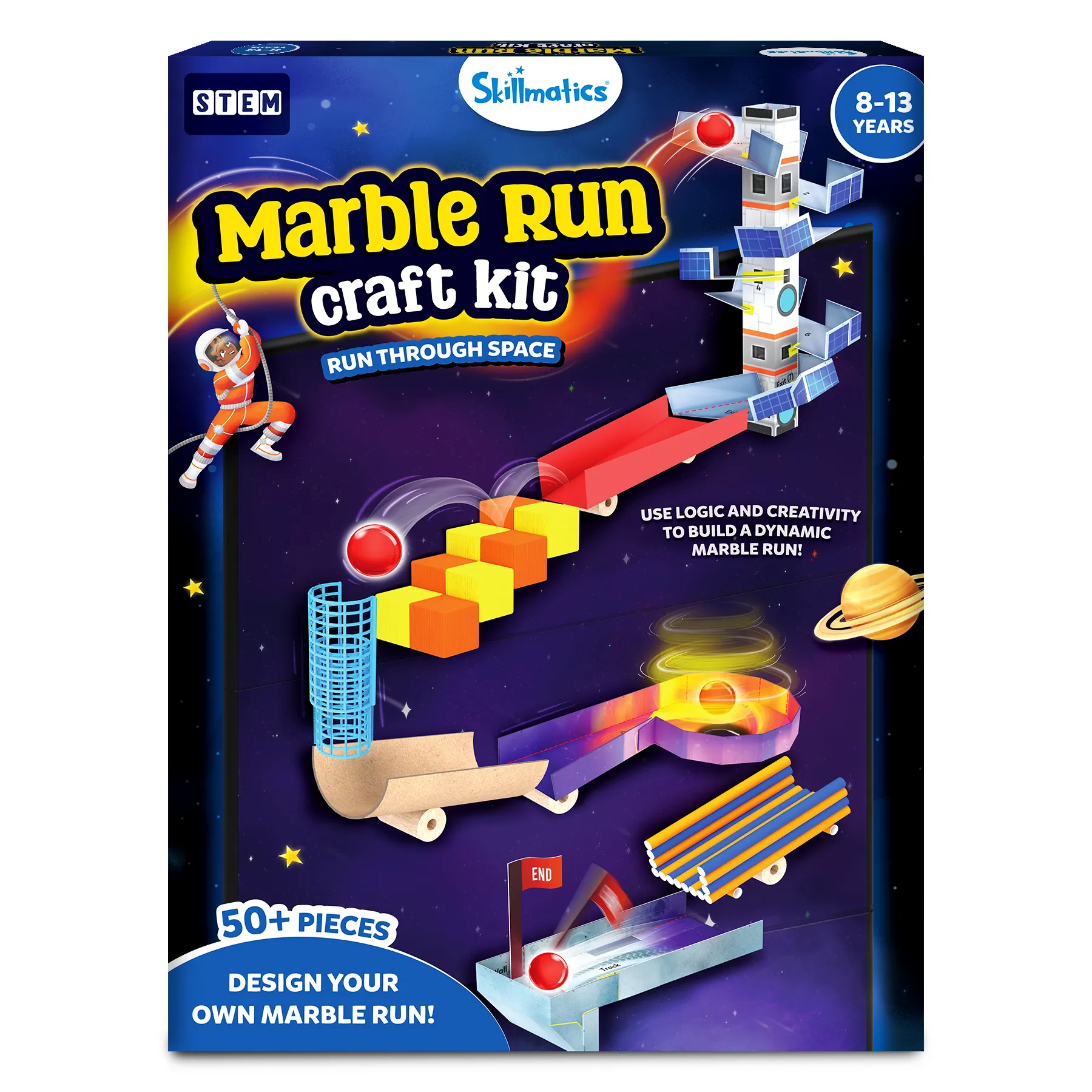 Skillmatics Craft Kit - Marble Run Space, DIY Activity, STEM Toy, Learning Resource, Educational Toys for Boys & Girls, Gifts for Ages 8, 9, 10, 11, 12, 13, 50  Pieces