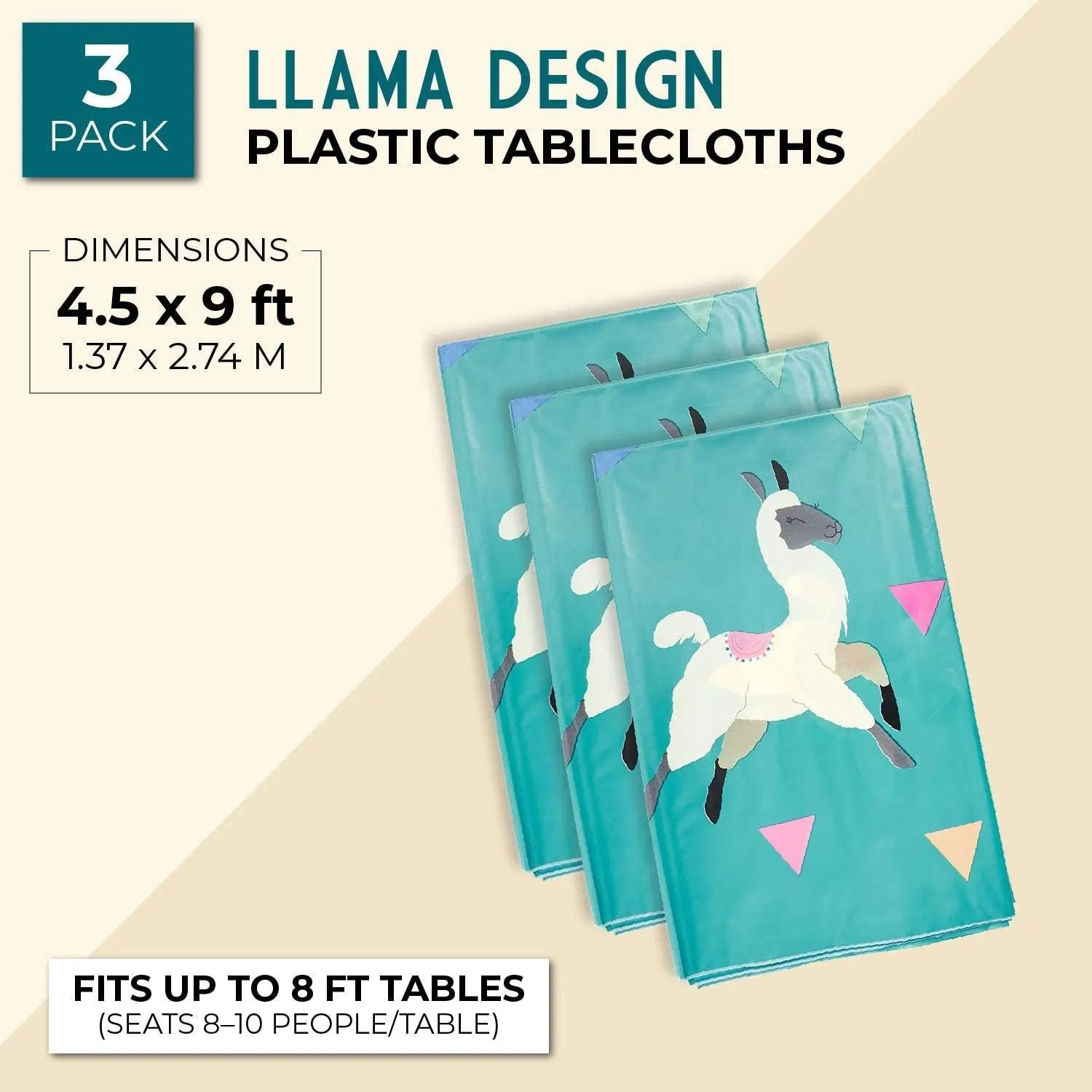 Sparkle and Bash Llama Party Plastic Table Cloth Cover (3 Pack)