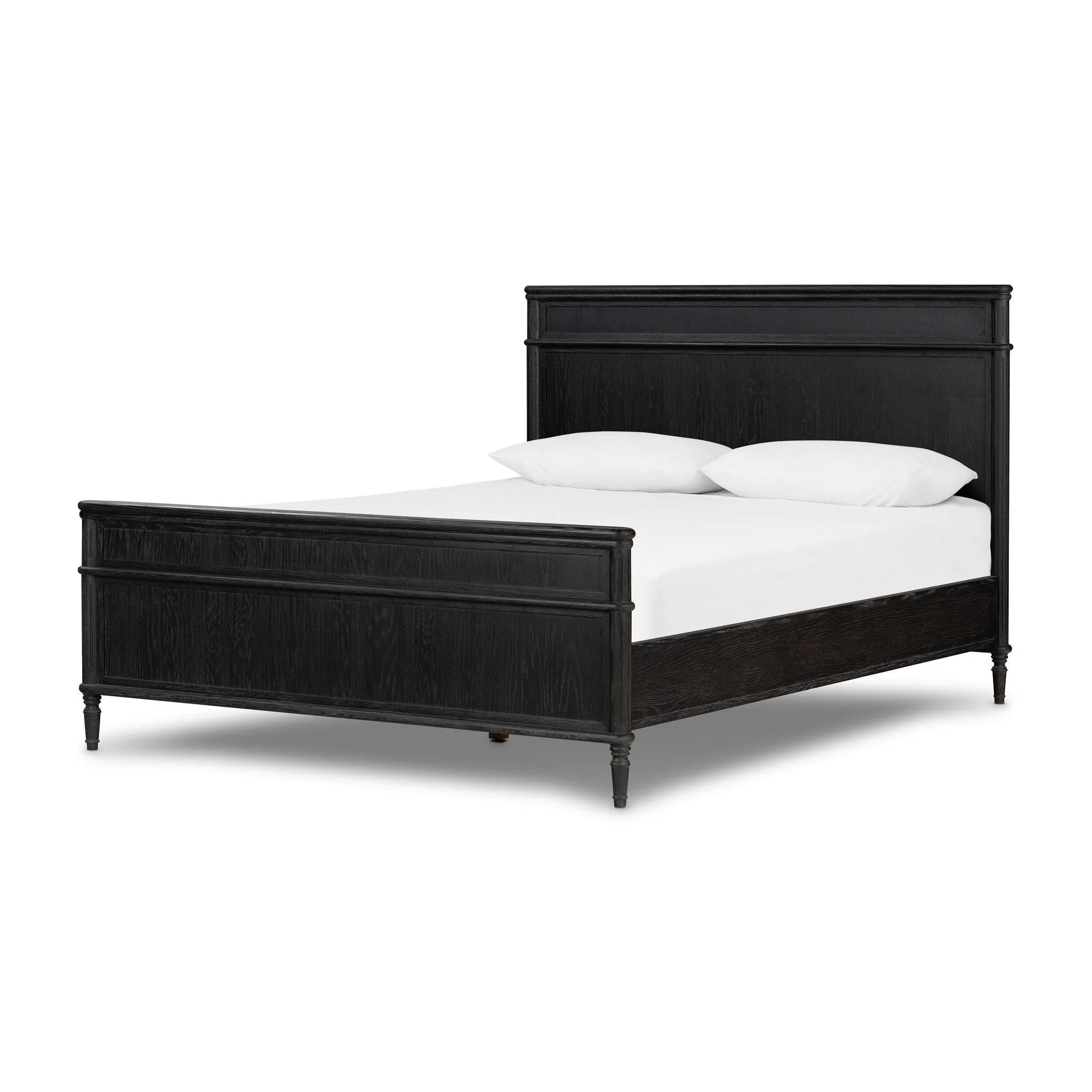 Distressed Black Toulouse-Style Bed