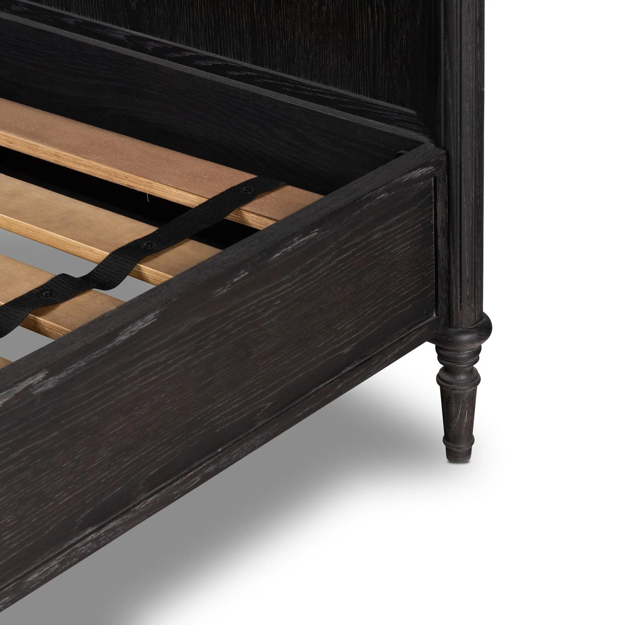 Distressed Black Toulouse-Style Bed