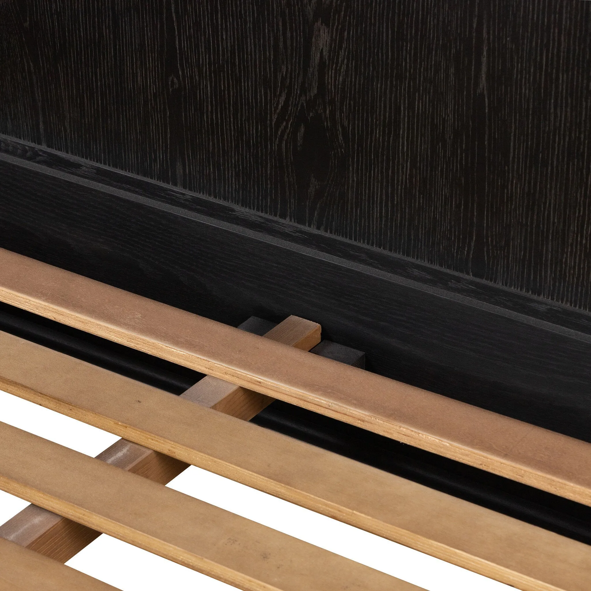 Distressed Black Toulouse-Style Bed