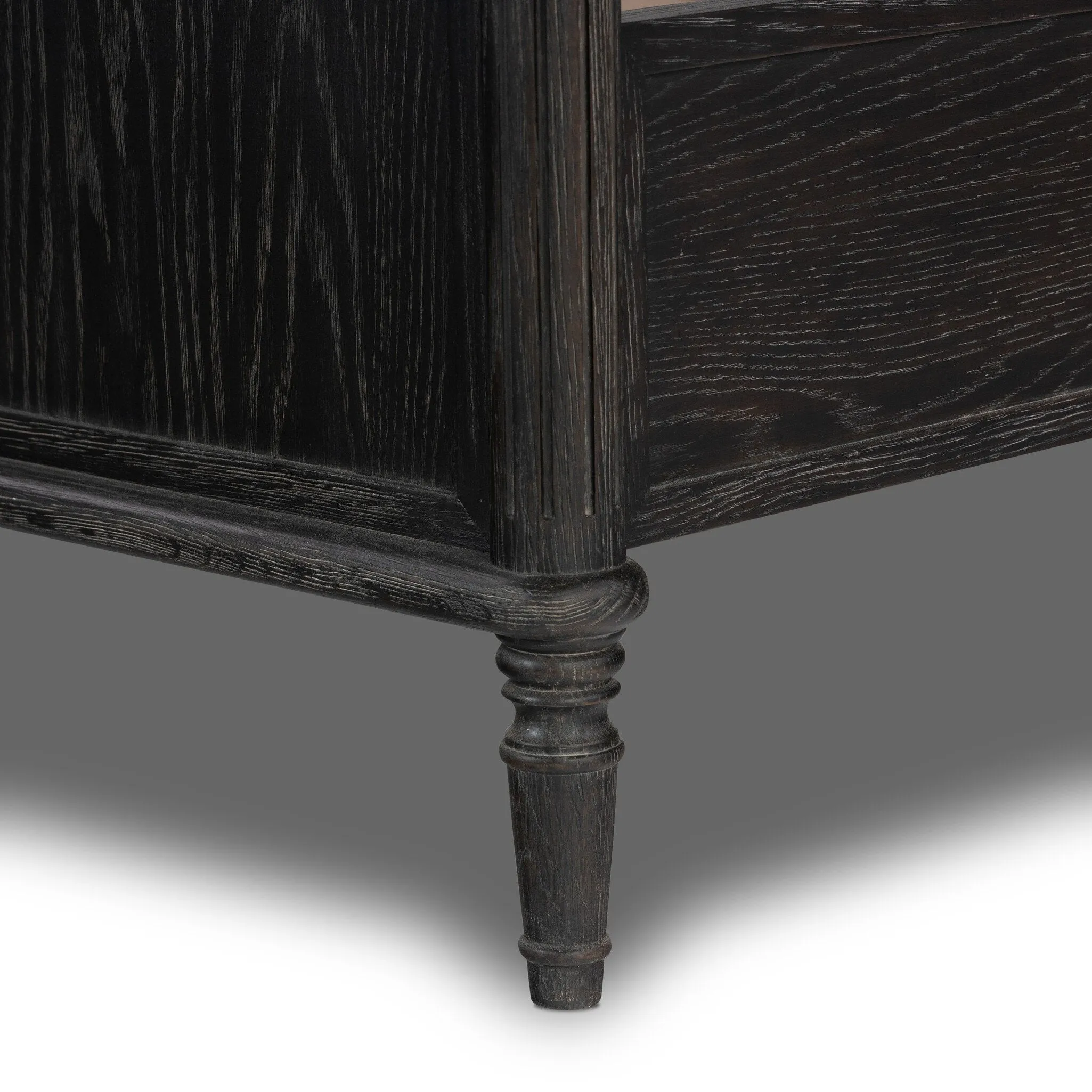 Distressed Black Toulouse-Style Bed