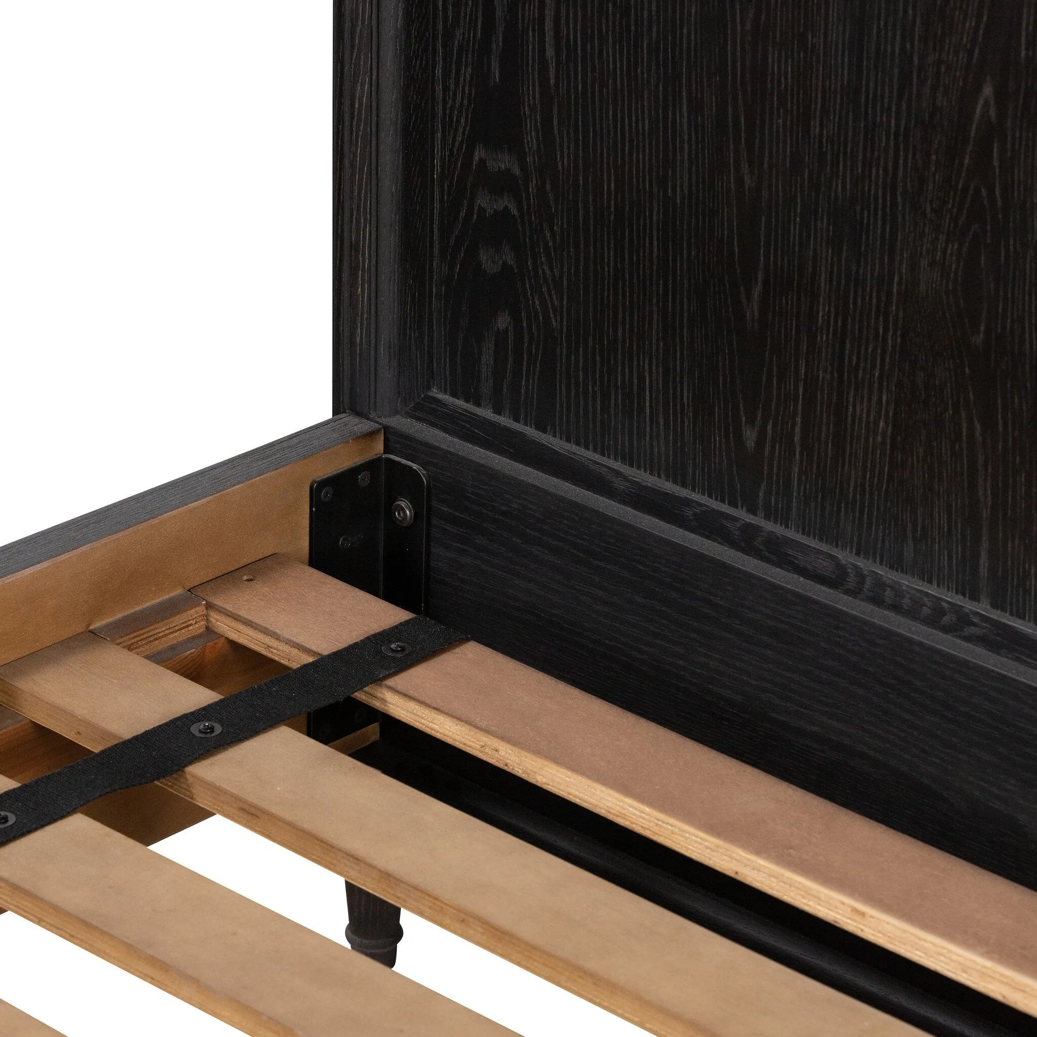Distressed Black Toulouse-Style Bed