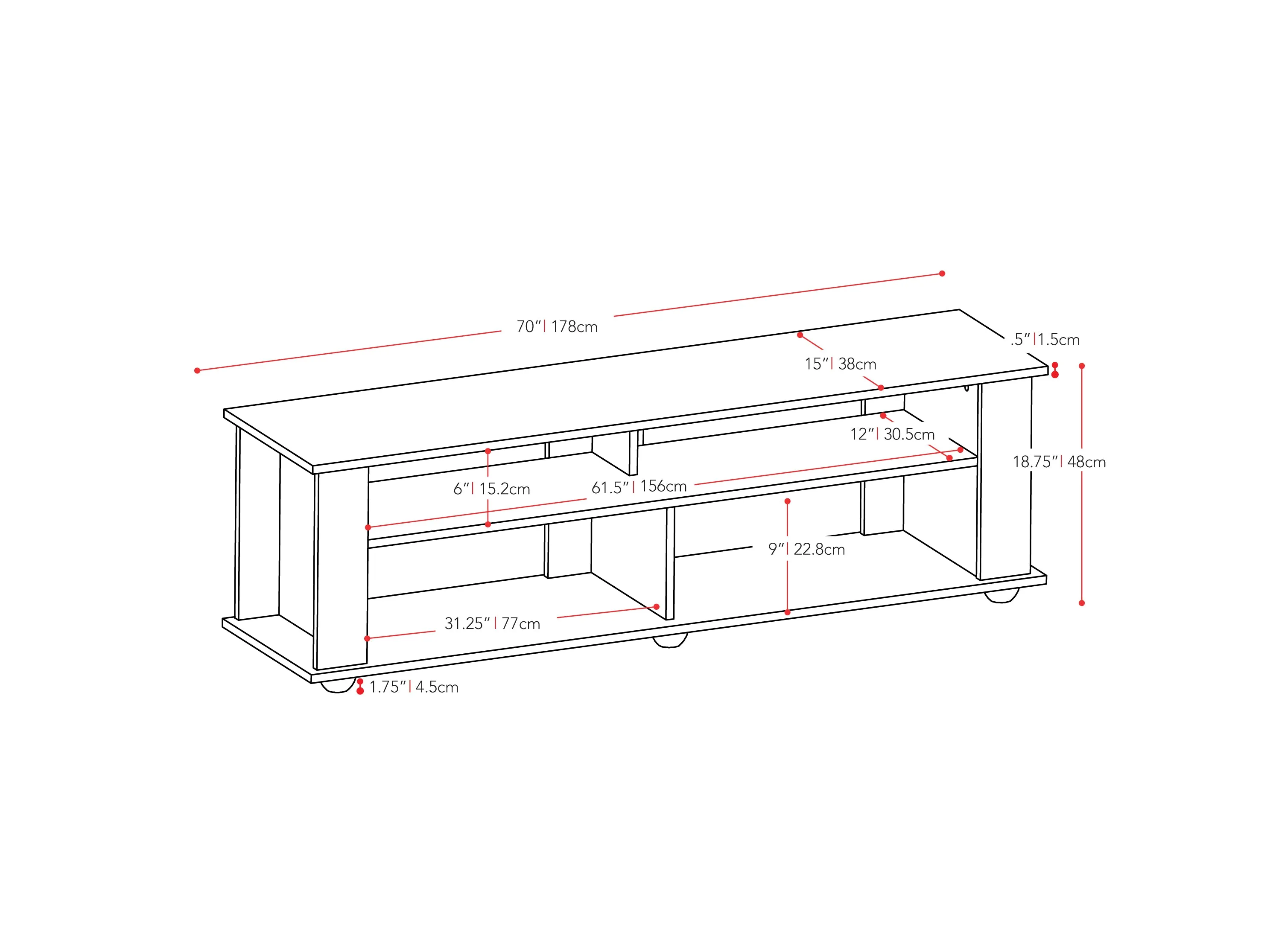 TV Stand Black, TVs up to 85"