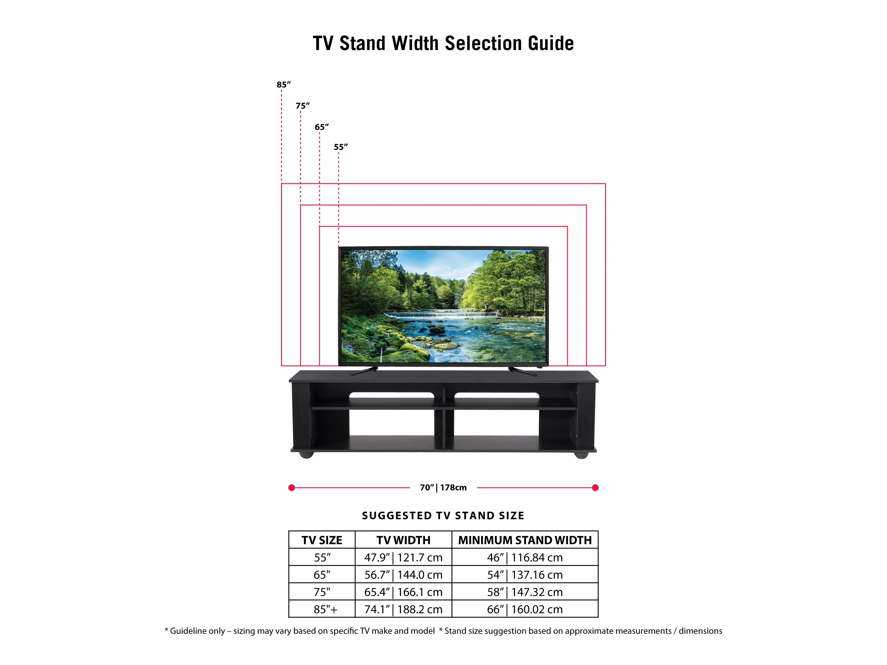 TV Stand Black, TVs up to 85"