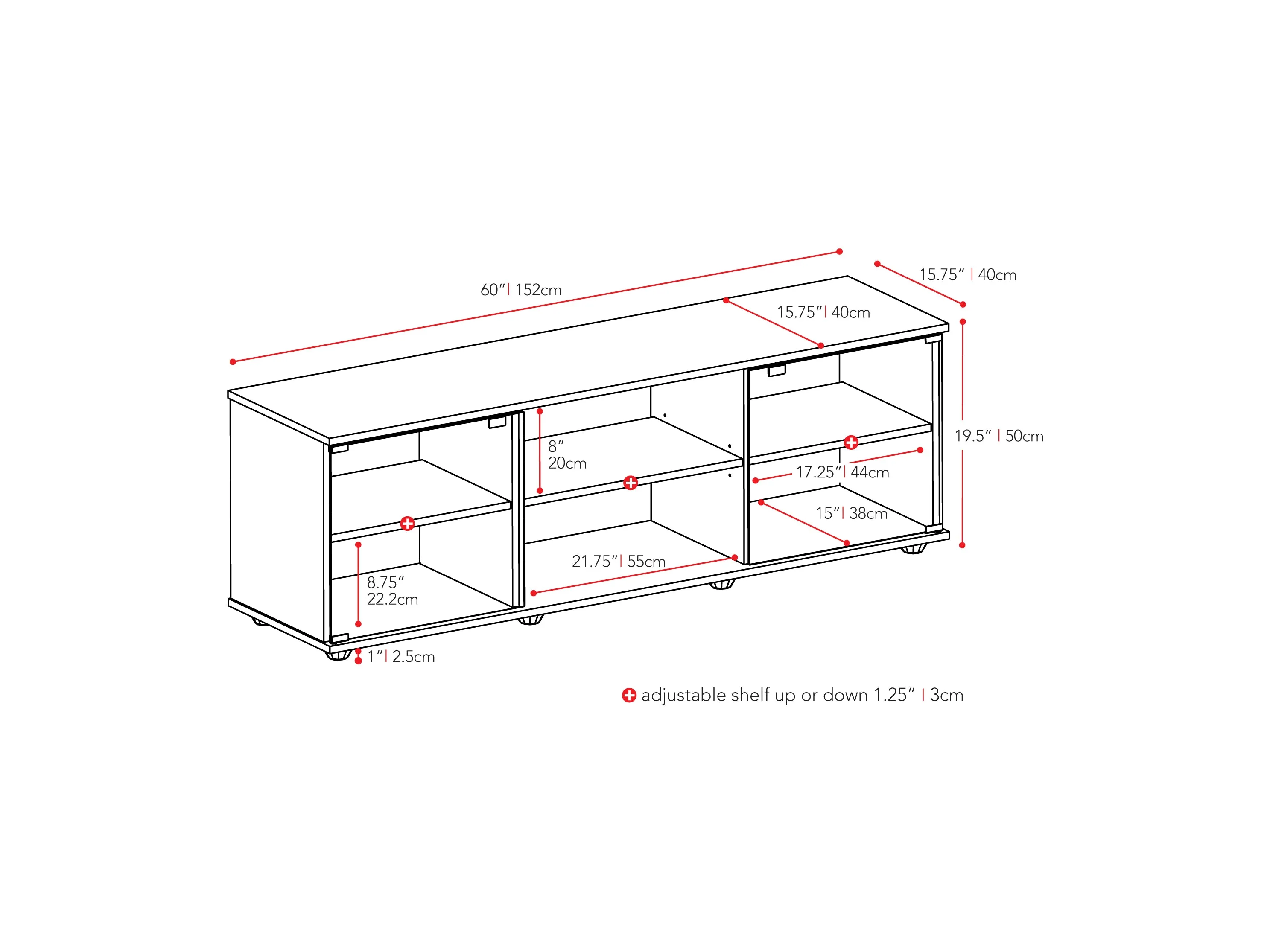 TV Stand with Glass Doors, TVs up to 75"