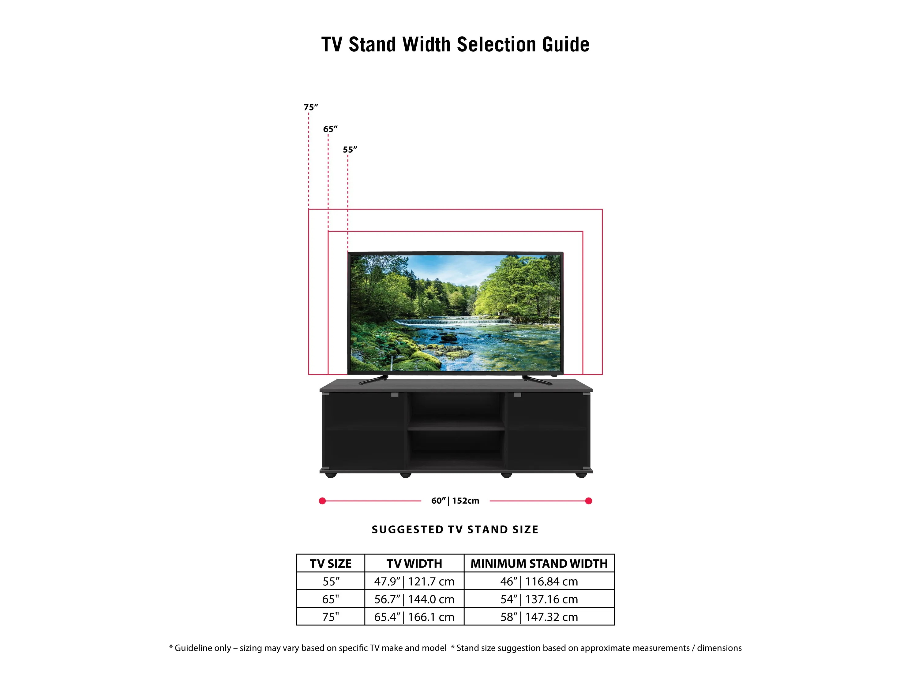 TV Stand with Glass Doors, TVs up to 75"