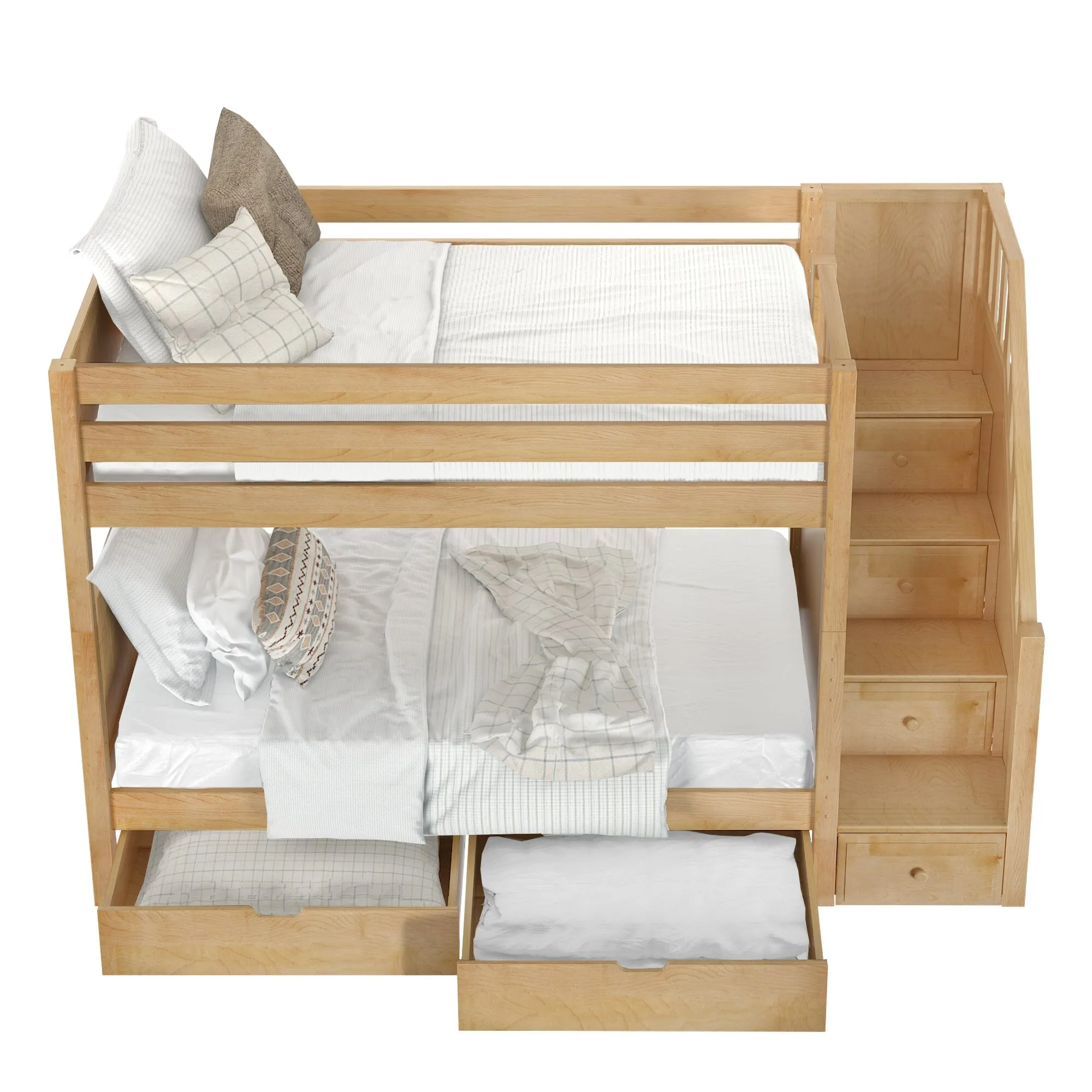 Twin Medium Bunk Bed with Stairs and Underbed Storage Drawer