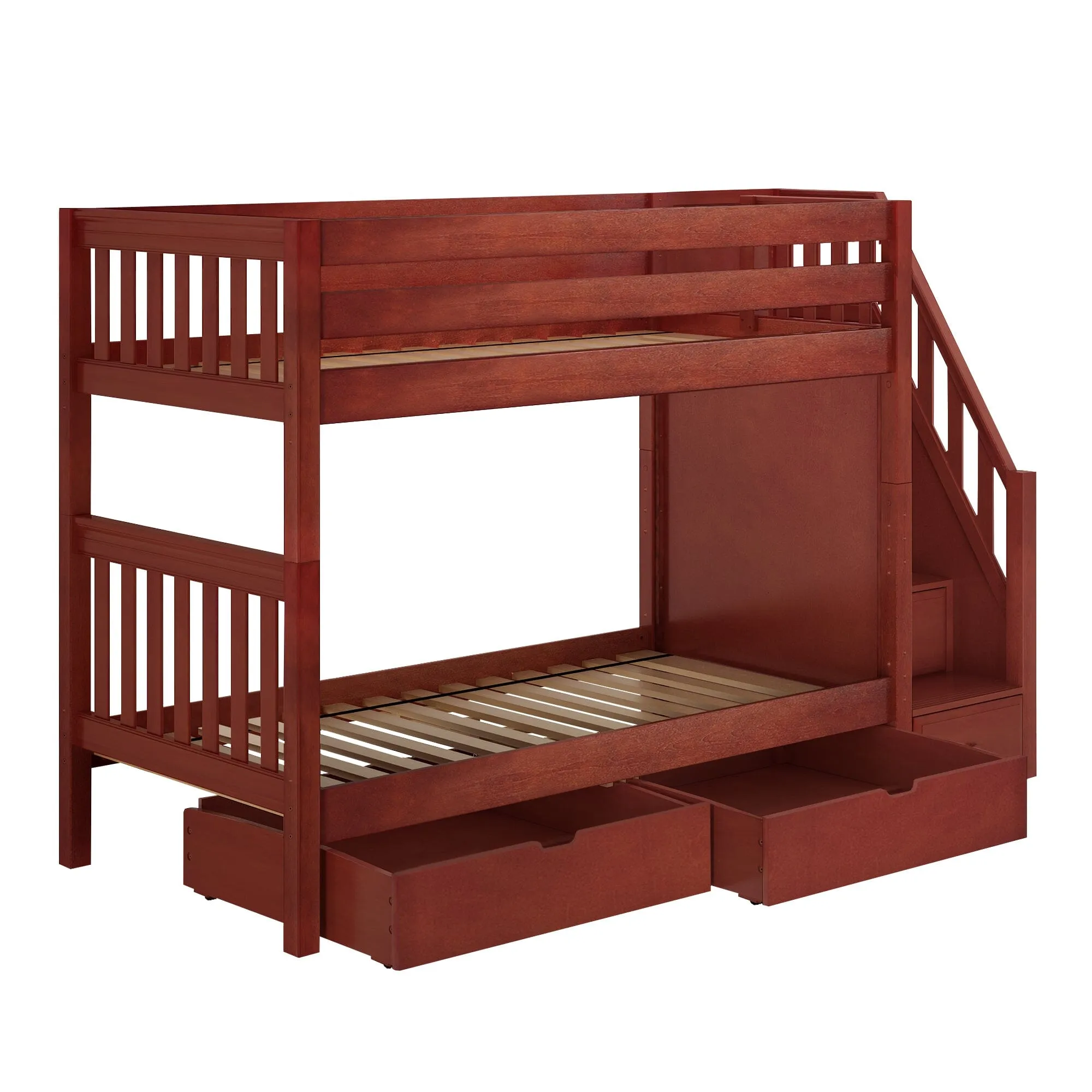 Twin Medium Bunk Bed with Stairs and Underbed Storage Drawer