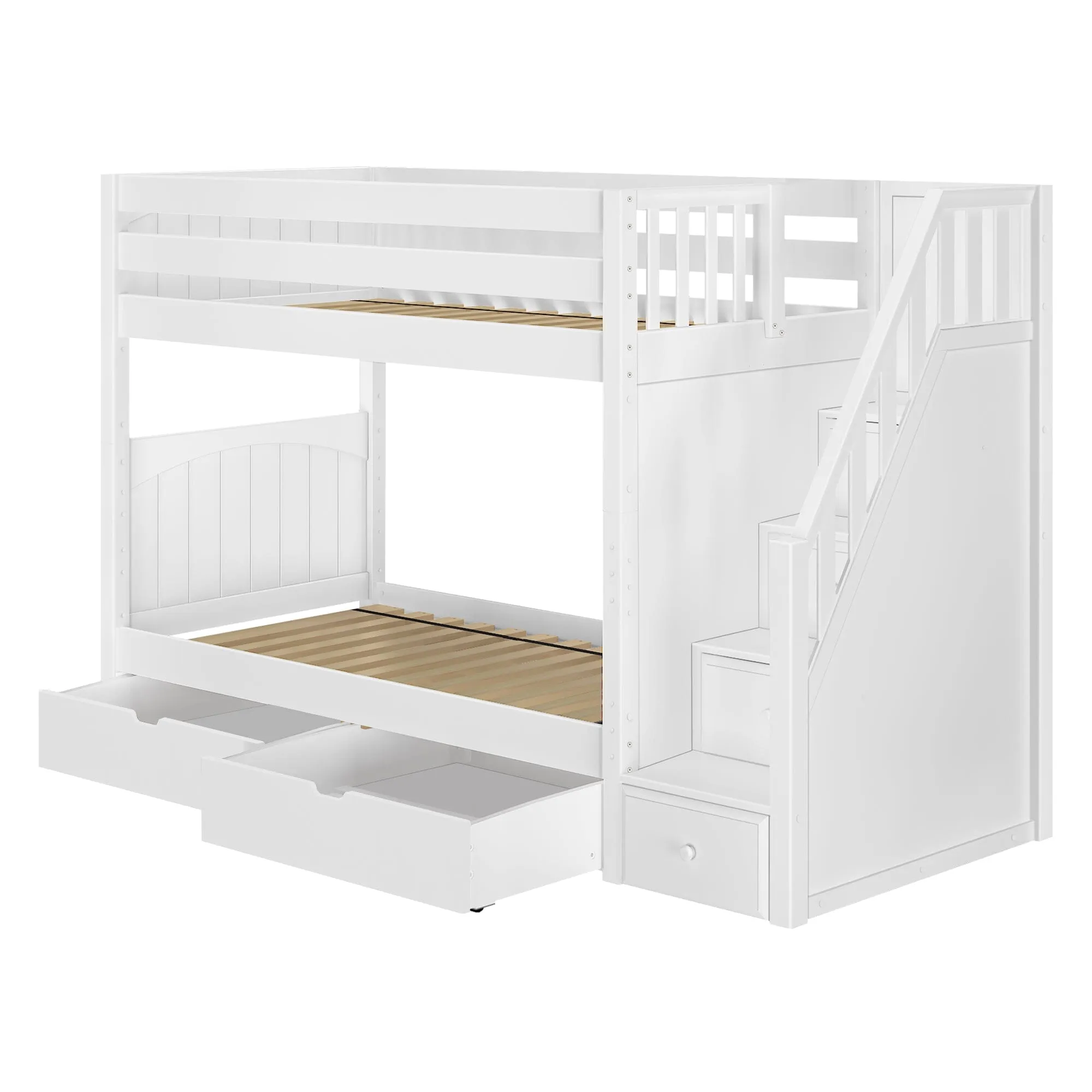 Twin Medium Bunk Bed with Stairs and Underbed Storage Drawer