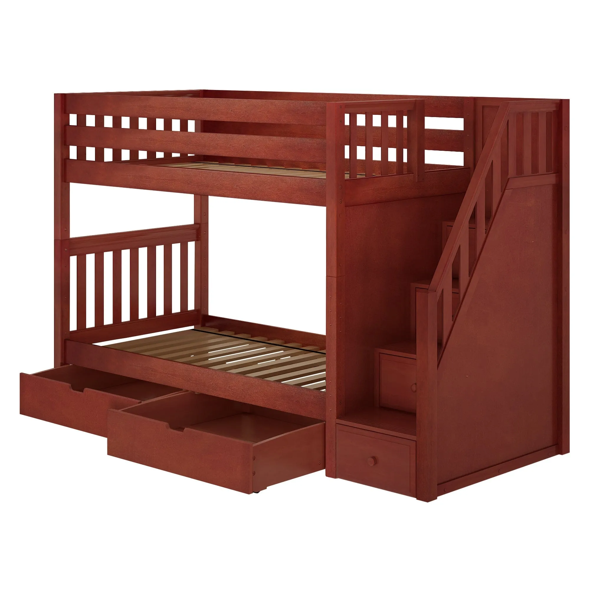 Twin Medium Bunk Bed with Stairs and Underbed Storage Drawer