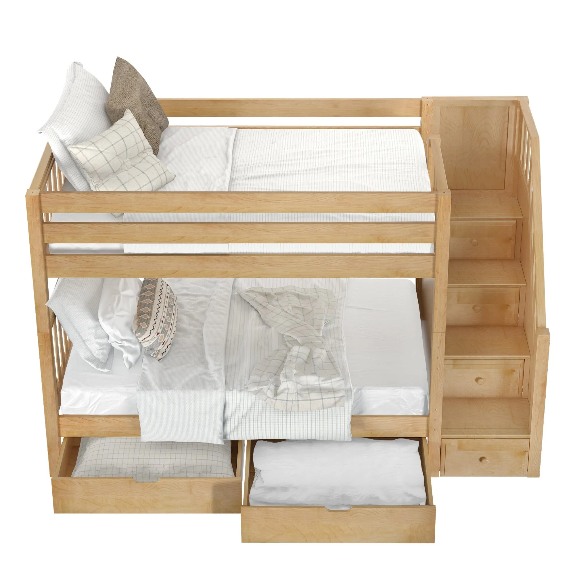 Twin Medium Bunk Bed with Stairs and Underbed Storage Drawer