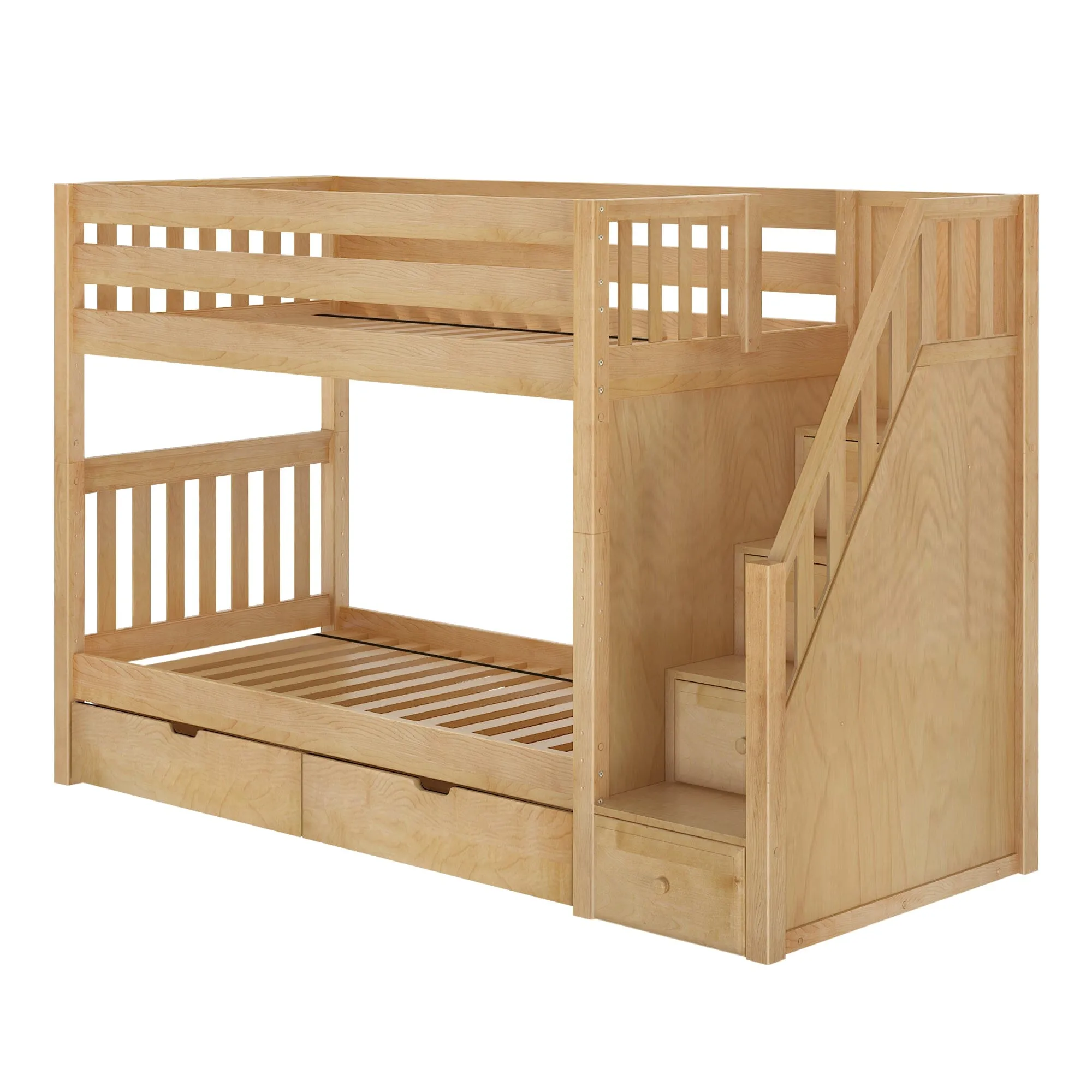 Twin Medium Bunk Bed with Stairs and Underbed Storage Drawer