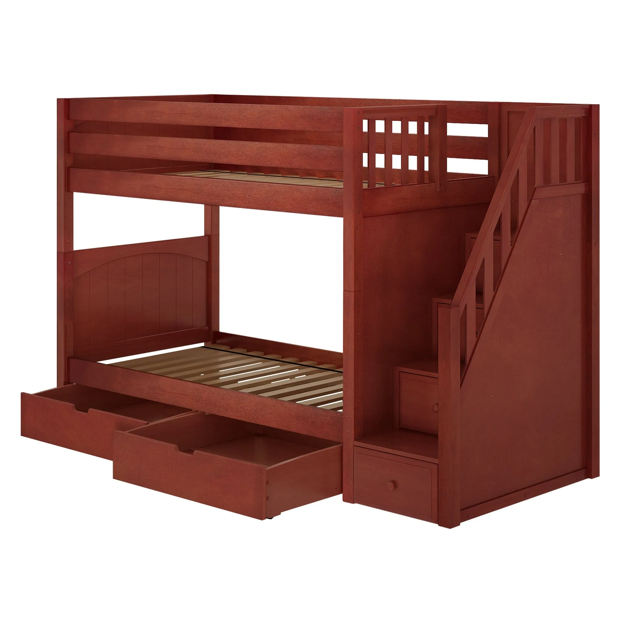 Twin Medium Bunk Bed with Stairs and Underbed Storage Drawer