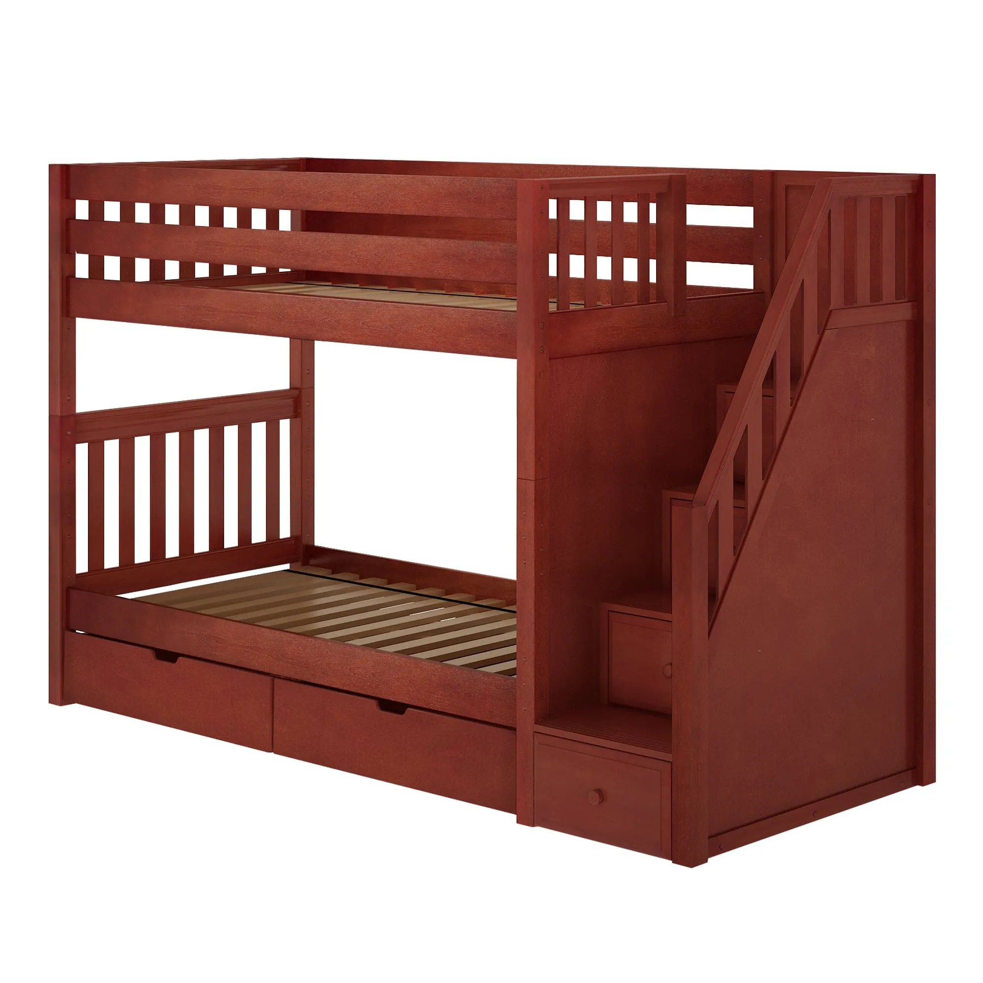 Twin Medium Bunk Bed with Stairs and Underbed Storage Drawer