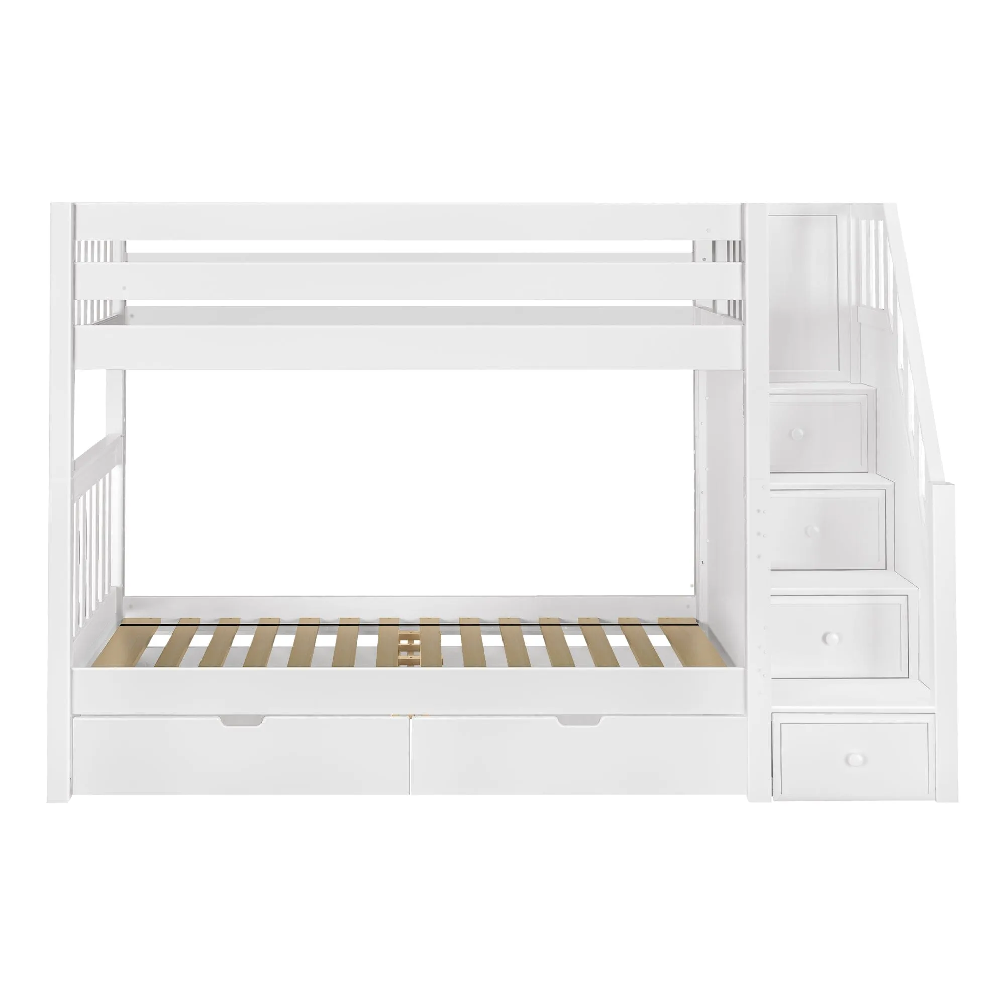 Twin Medium Bunk Bed with Stairs and Underbed Storage Drawer