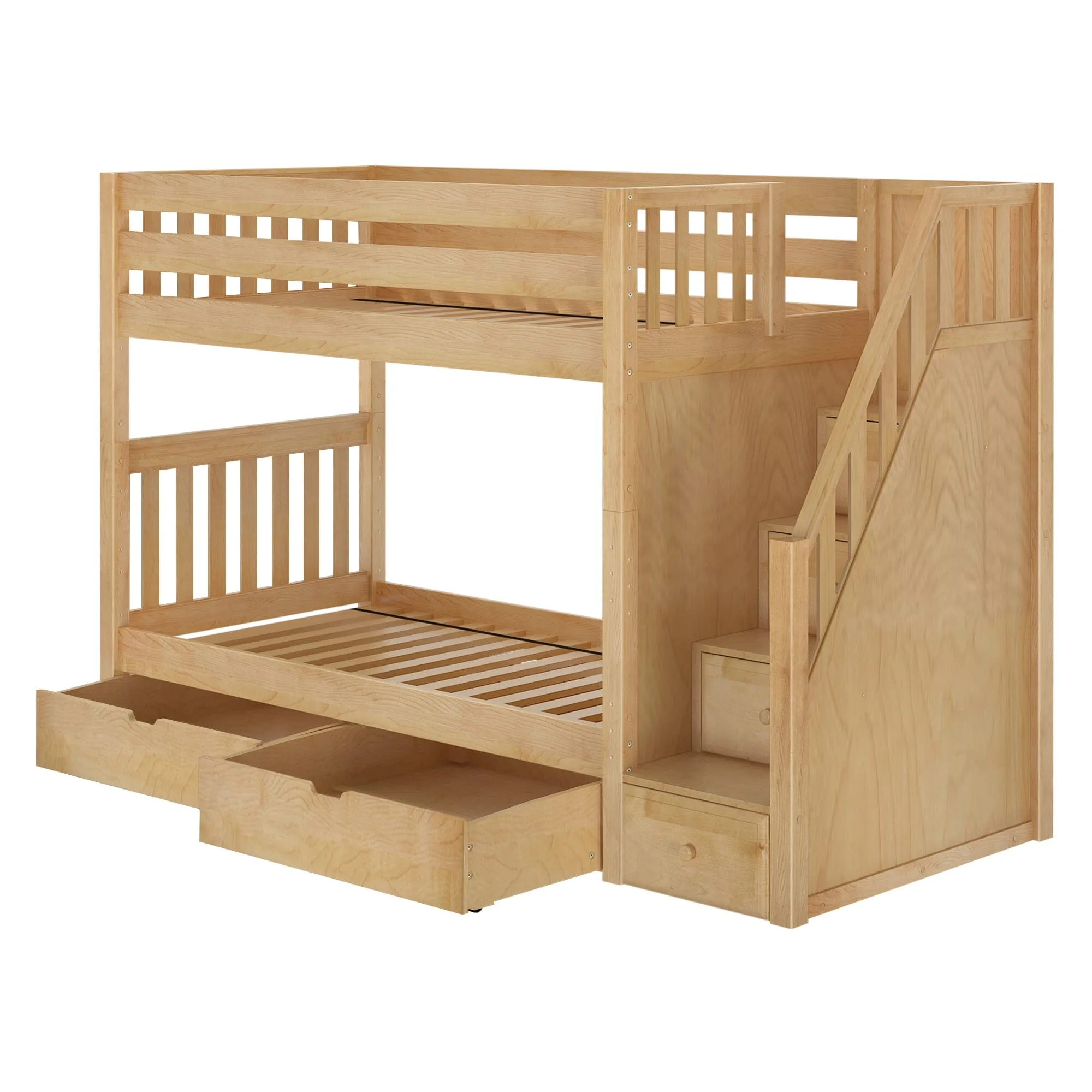 Twin Medium Bunk Bed with Stairs and Underbed Storage Drawer