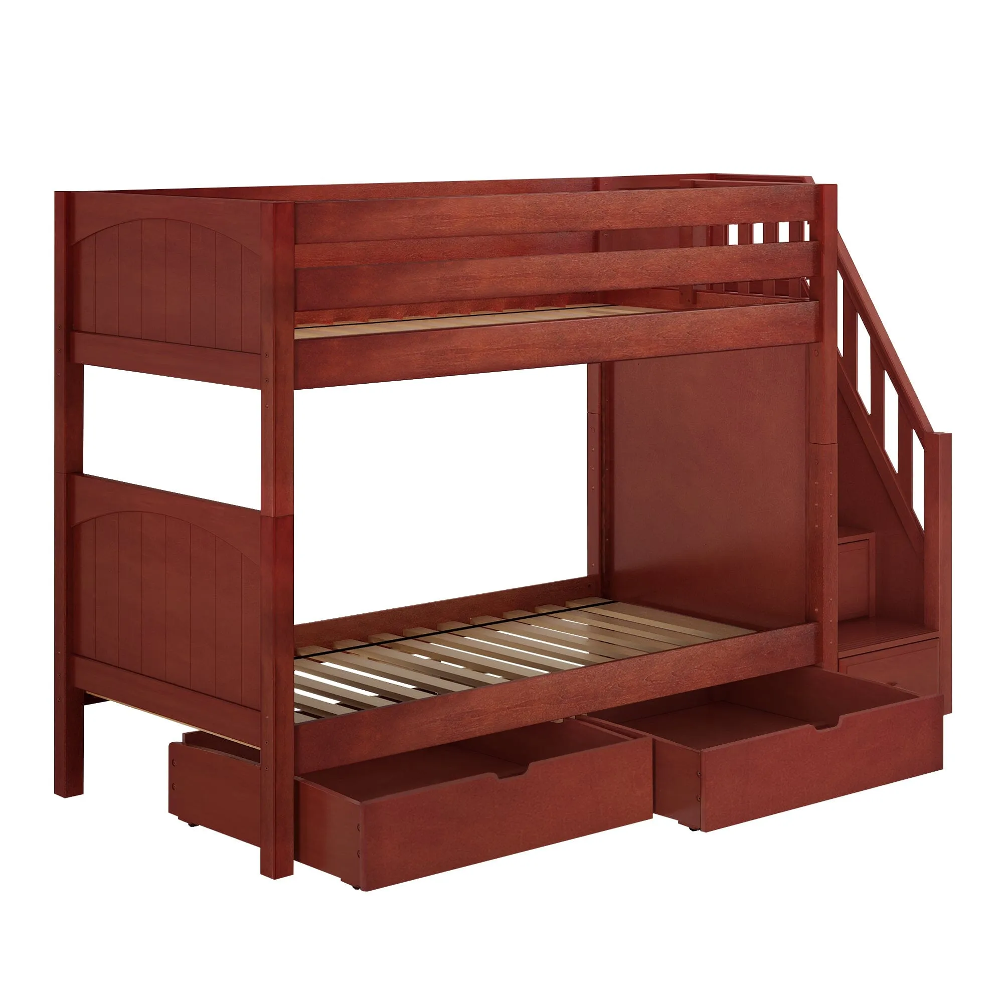 Twin Medium Bunk Bed with Stairs and Underbed Storage Drawer