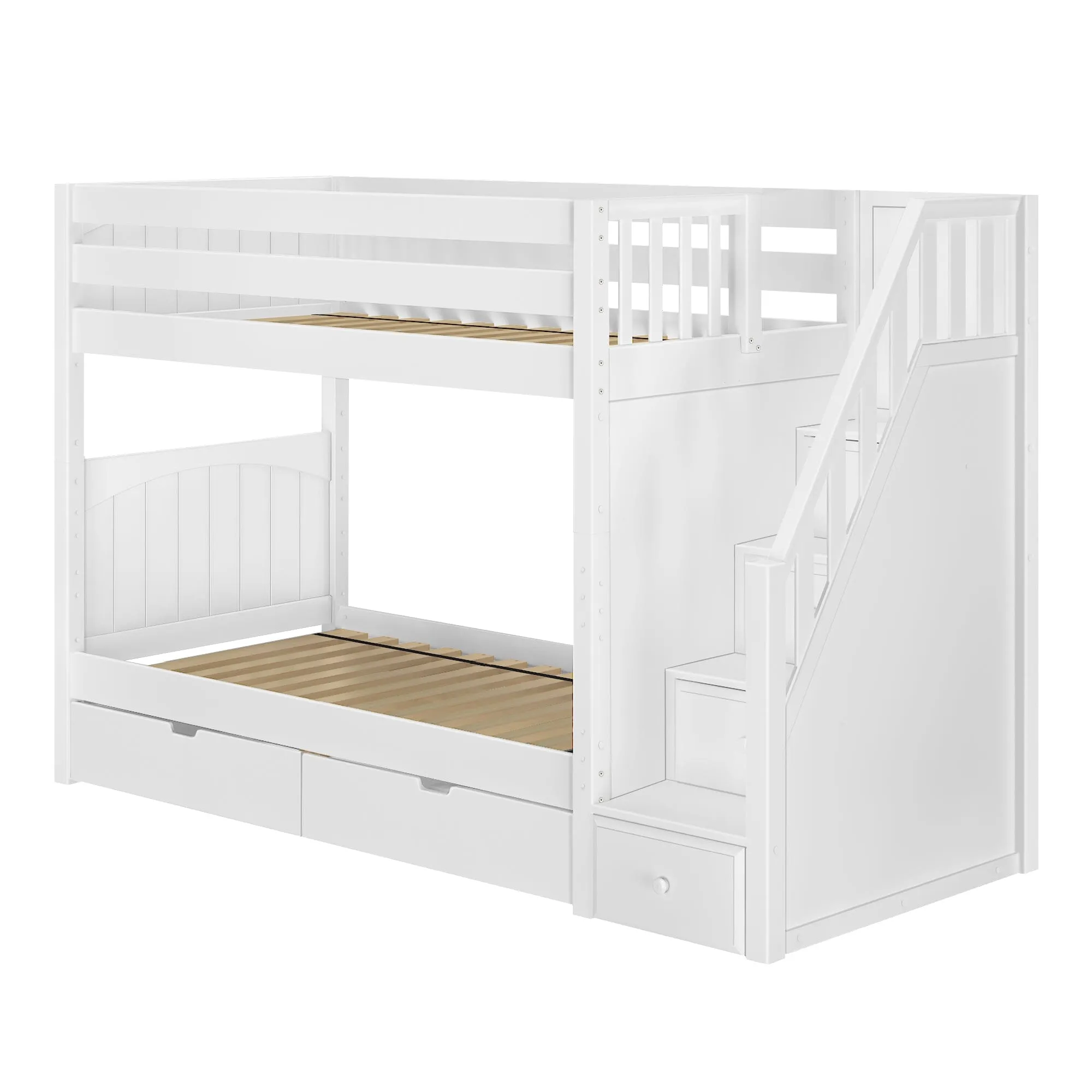 Twin Medium Bunk Bed with Stairs and Underbed Storage Drawer