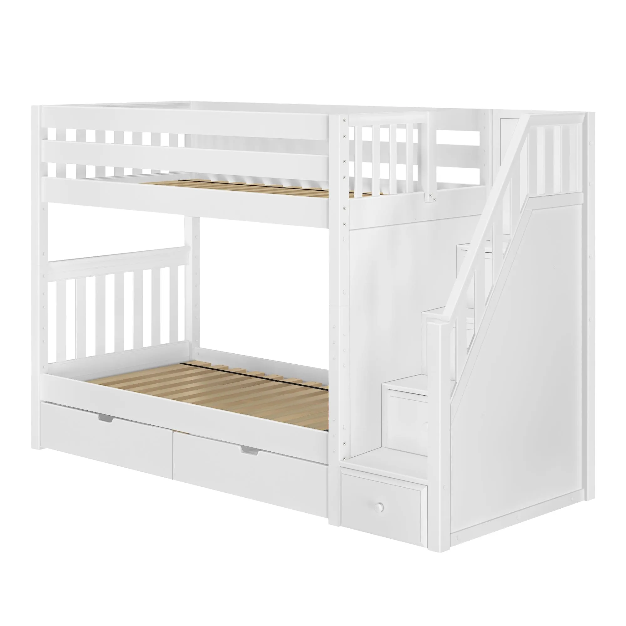 Twin Medium Bunk Bed with Stairs and Underbed Storage Drawer