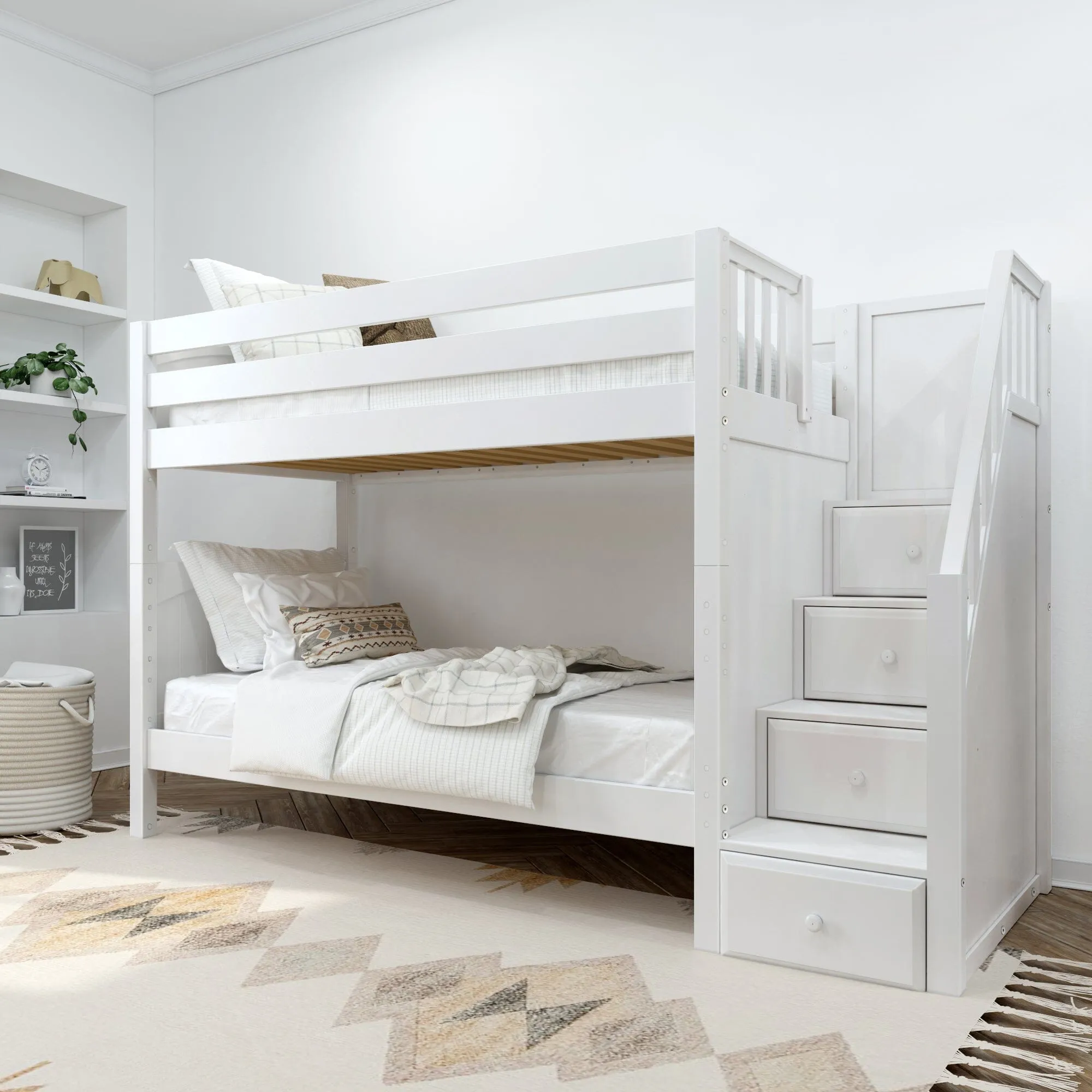 Twin XL Medium Bunk Bed with Stairs