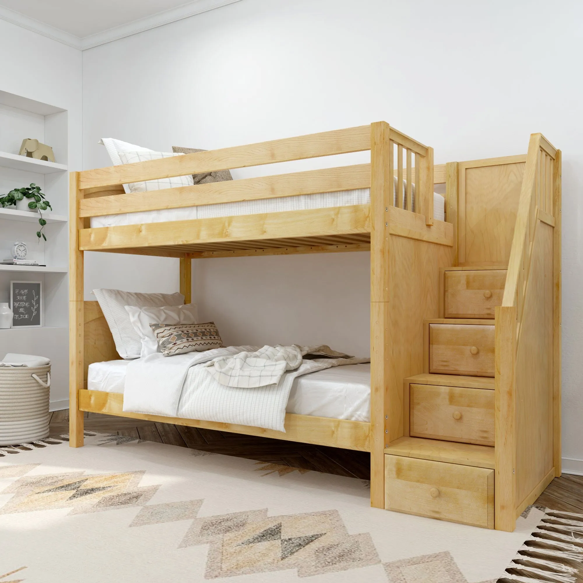 Twin XL Medium Bunk Bed with Stairs