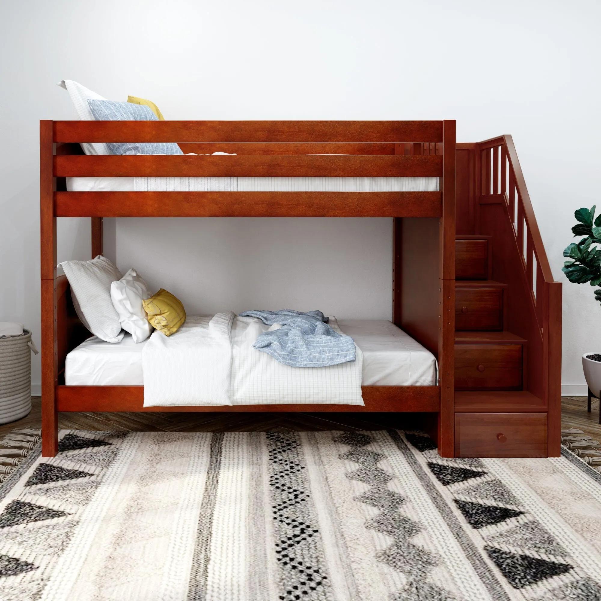 Twin XL Medium Bunk Bed with Stairs
