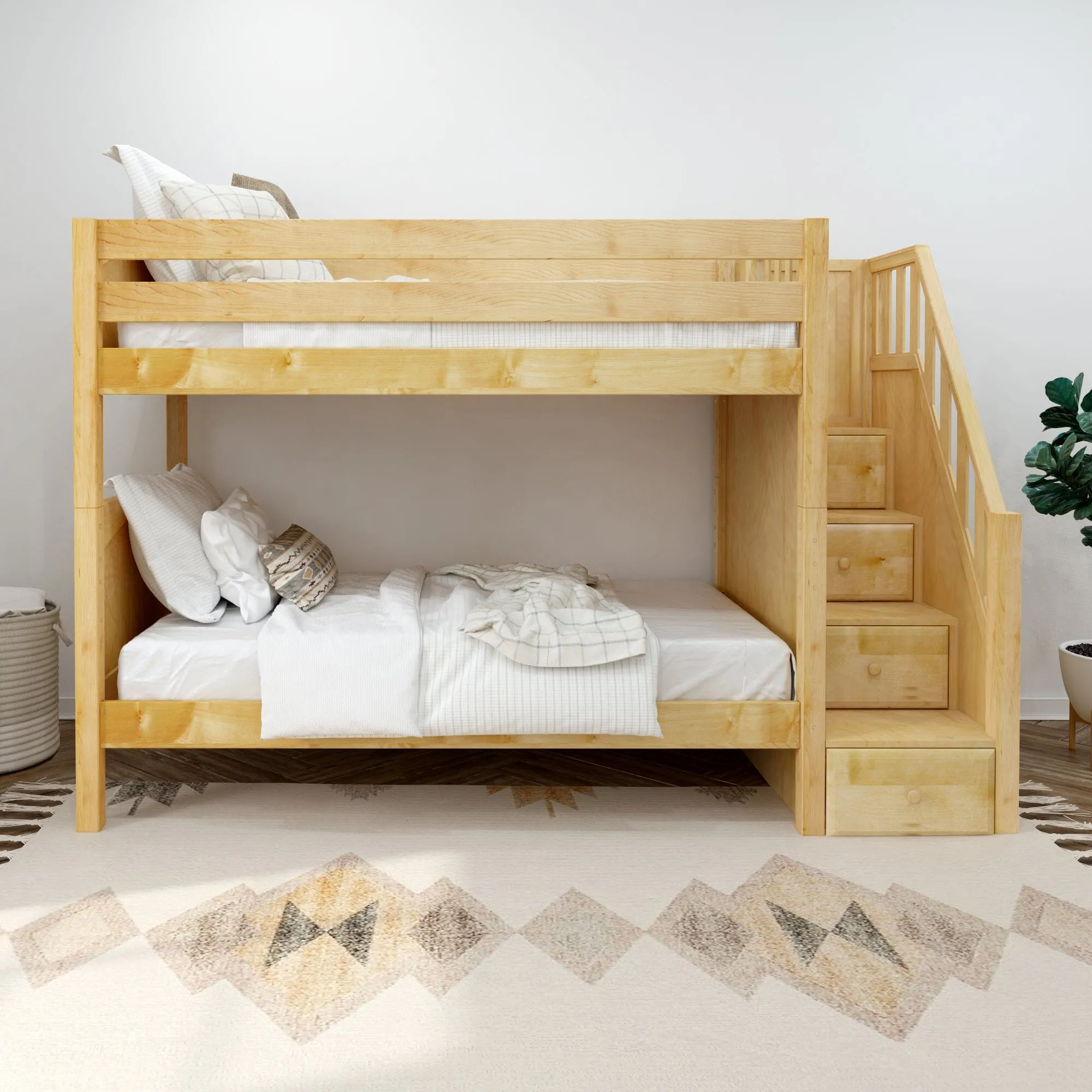 Twin XL Medium Bunk Bed with Stairs