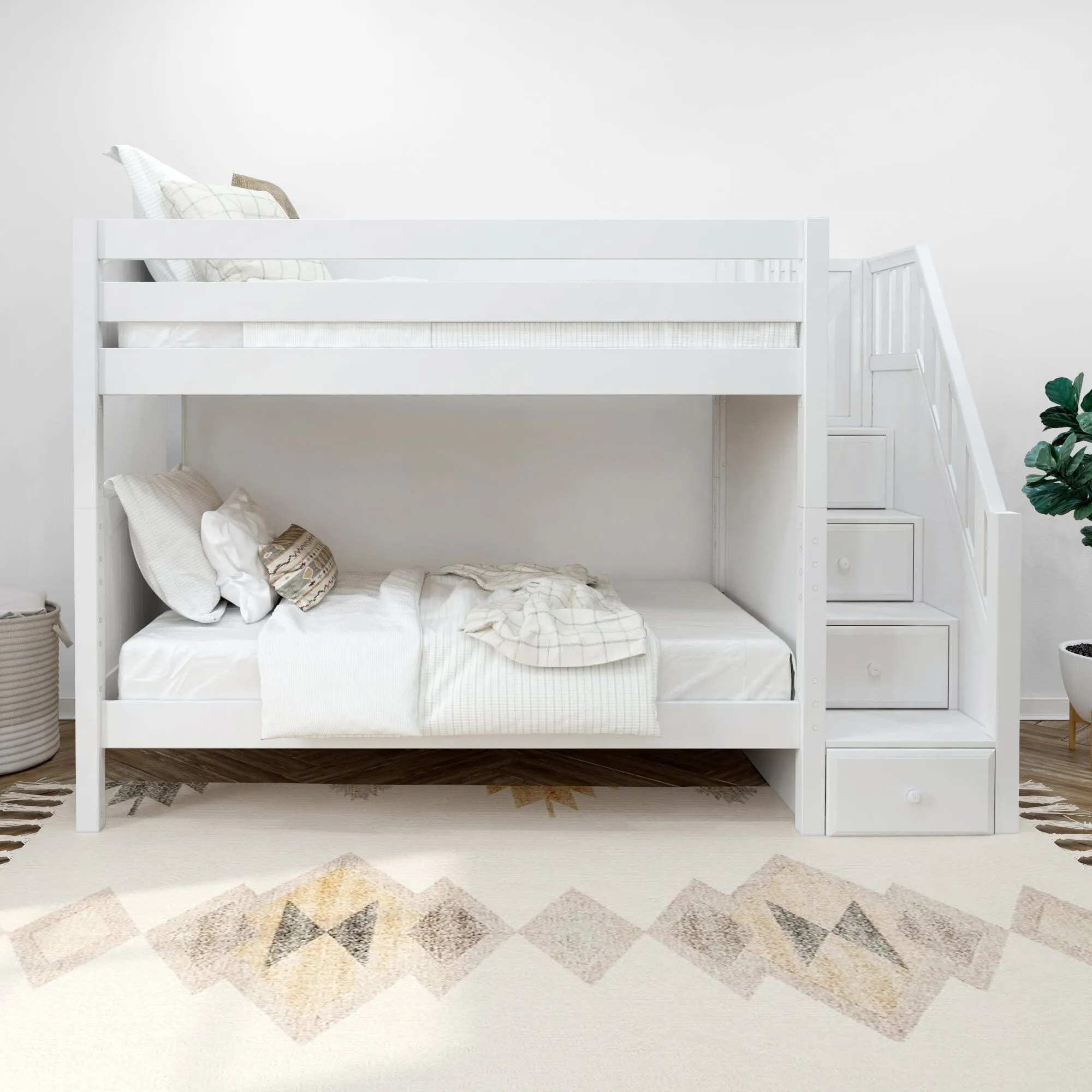 Twin XL Medium Bunk Bed with Stairs