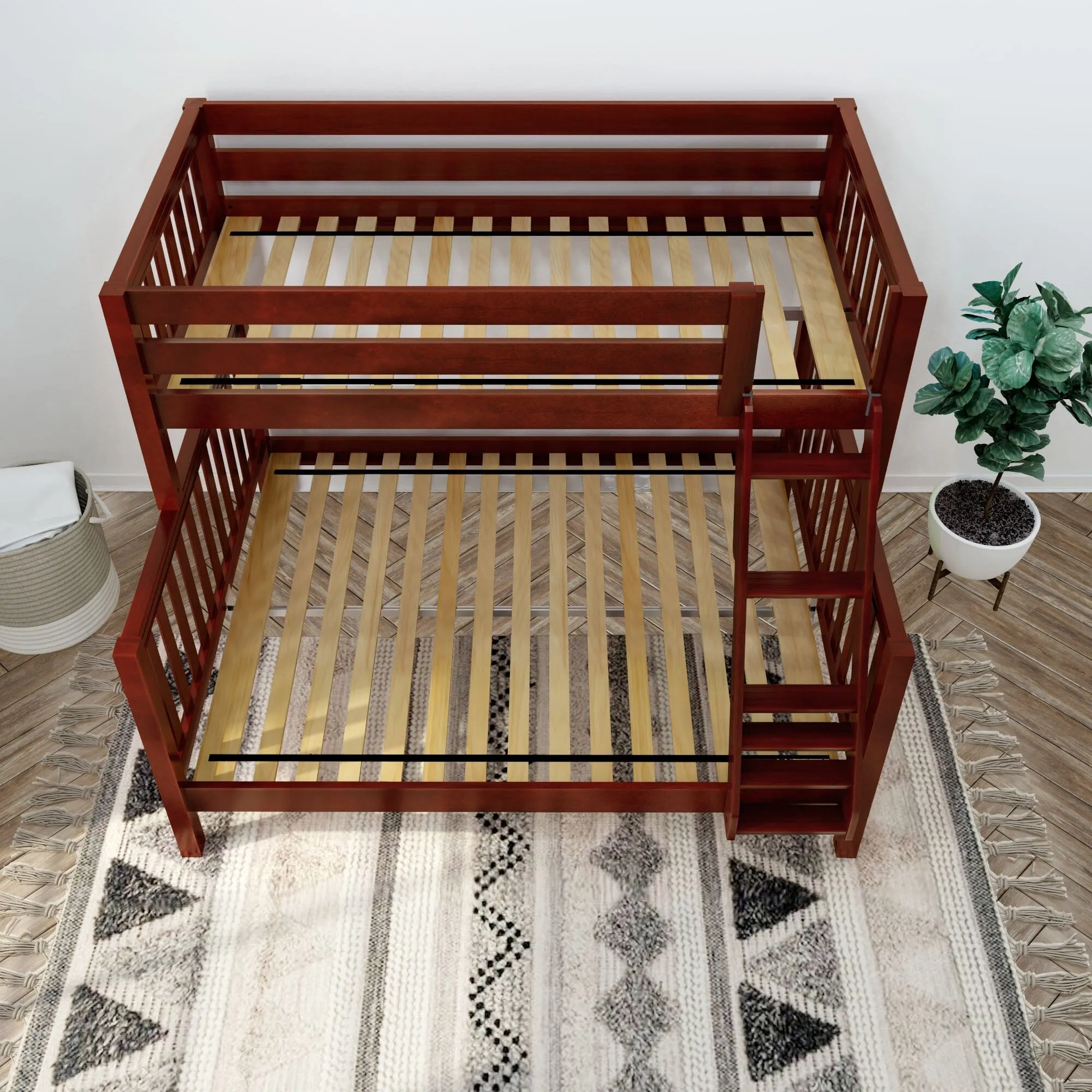 Twin XL over Queen High Bunk Bed with Angled Ladder