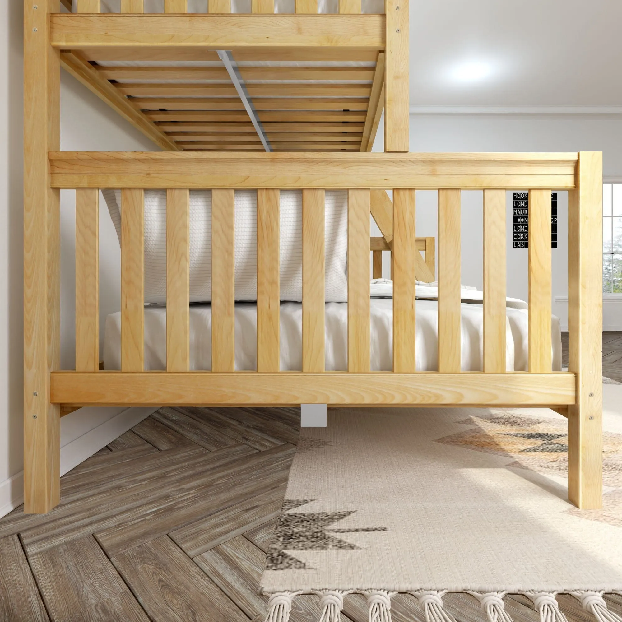 Twin XL over Queen High Bunk Bed with Angled Ladder