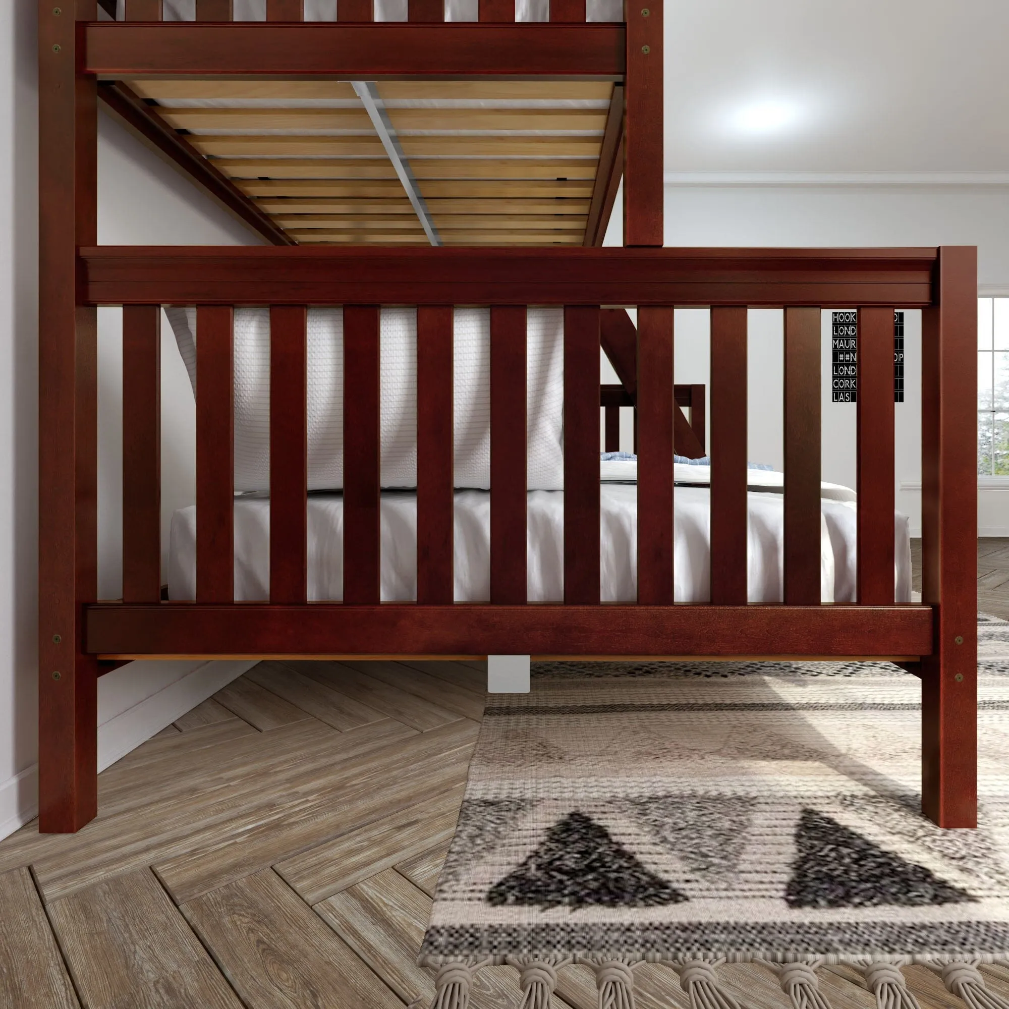 Twin XL over Queen High Bunk Bed with Angled Ladder