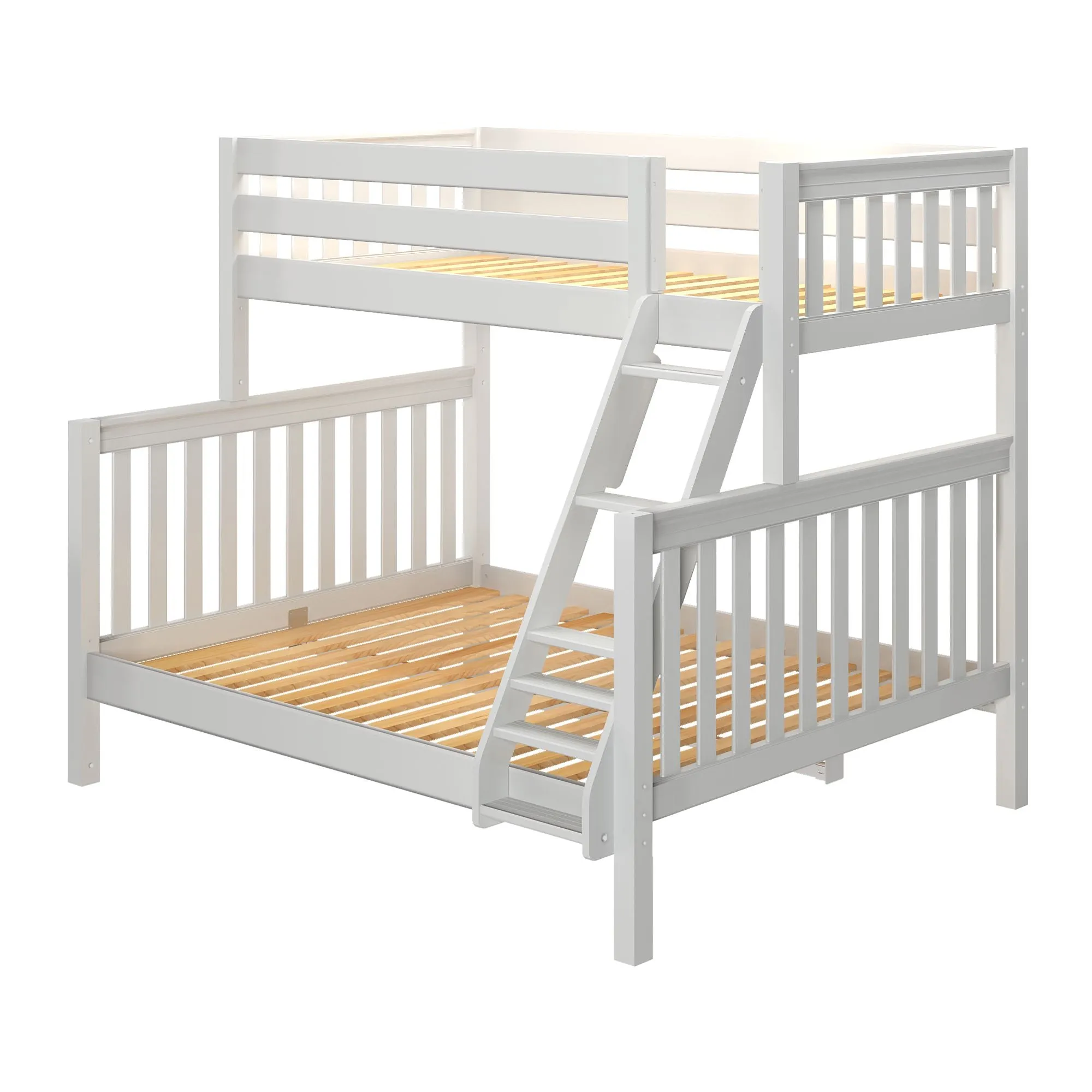 Twin XL over Queen High Bunk Bed with Angled Ladder