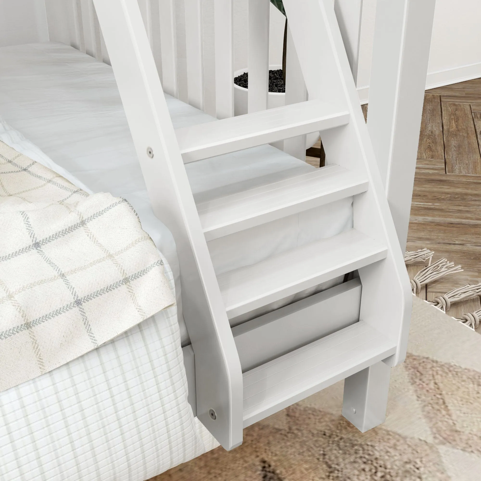 Twin XL over Queen High Bunk Bed with Angled Ladder
