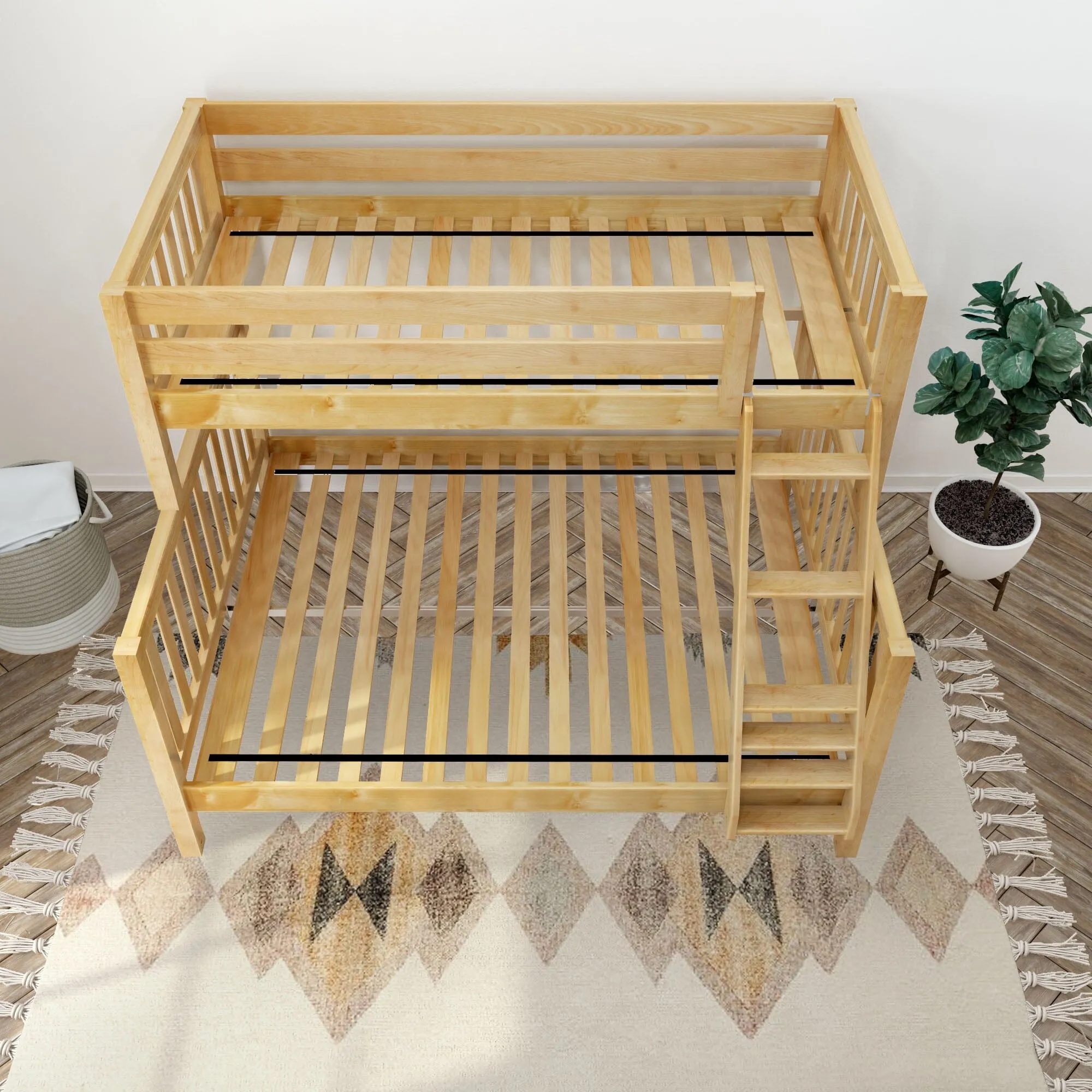 Twin XL over Queen High Bunk Bed with Angled Ladder