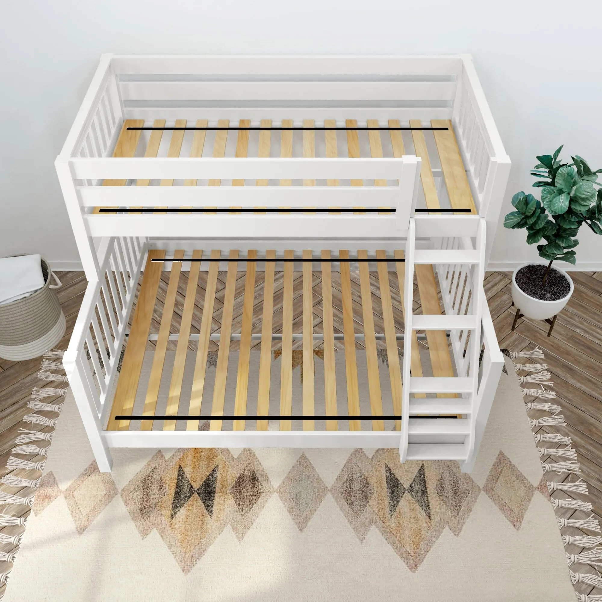 Twin XL over Queen High Bunk Bed with Angled Ladder