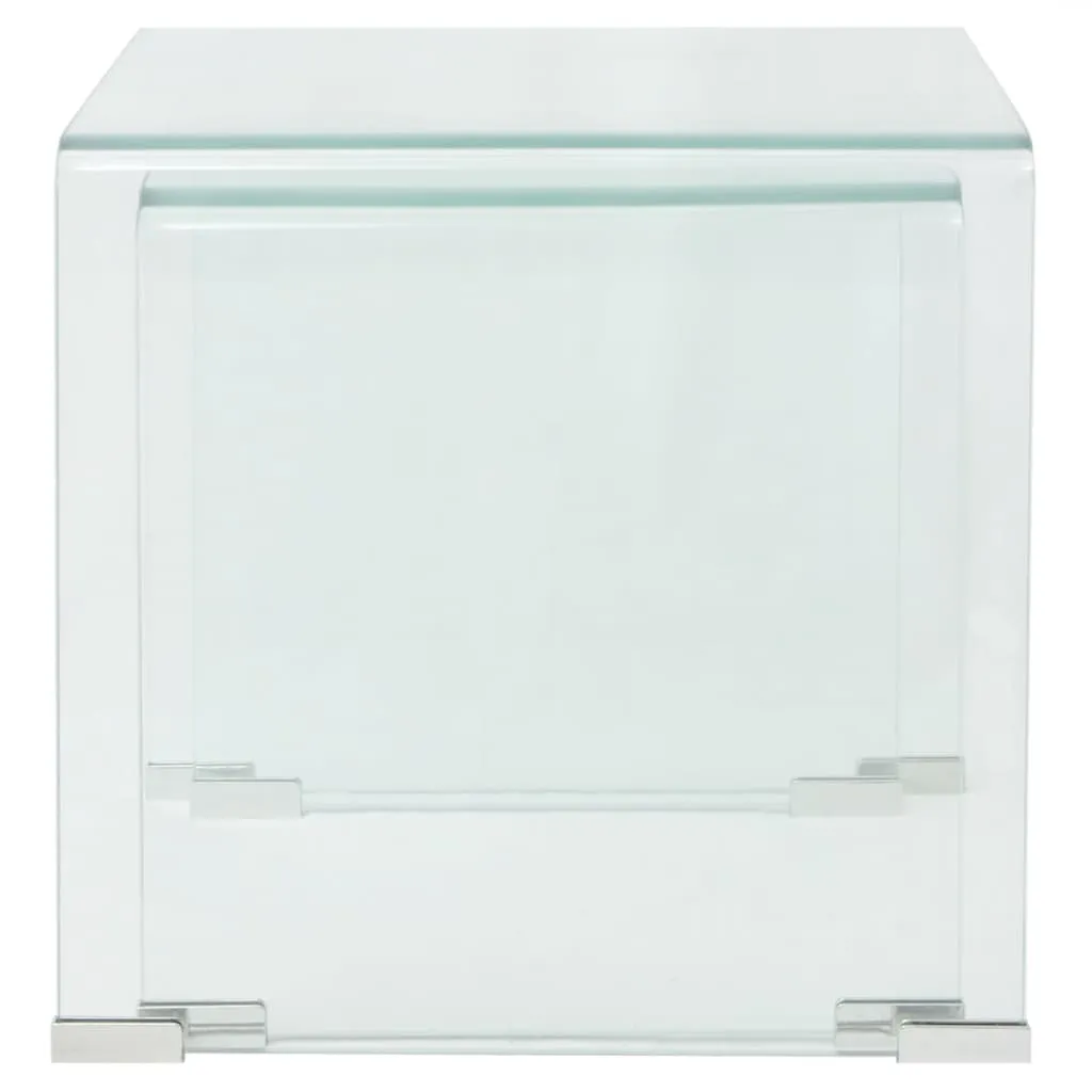 Two Piece Nesting Table Set Tempered Glass Clear