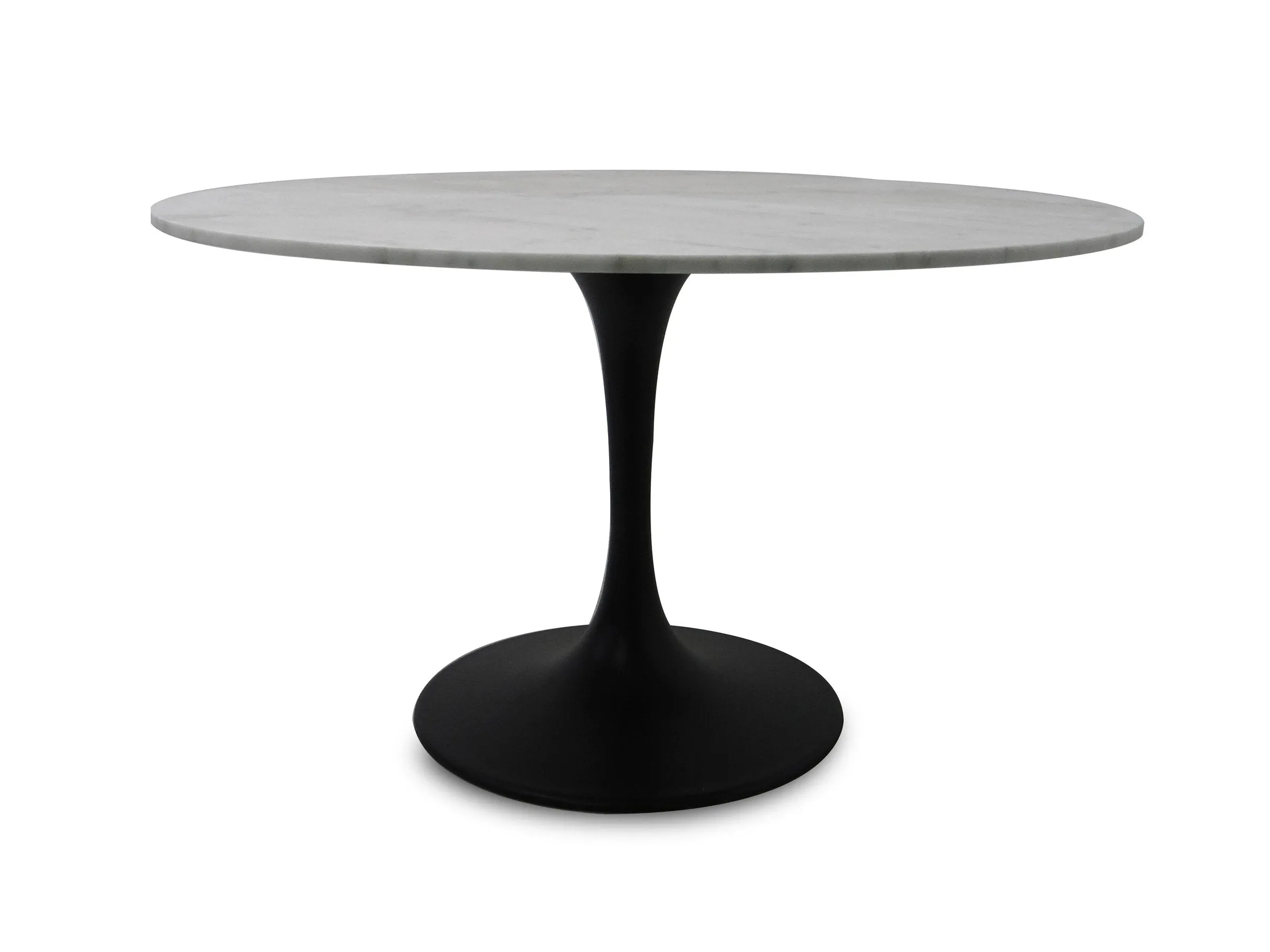Valencia Round Dining Table - White Marble/ Matte Black Base