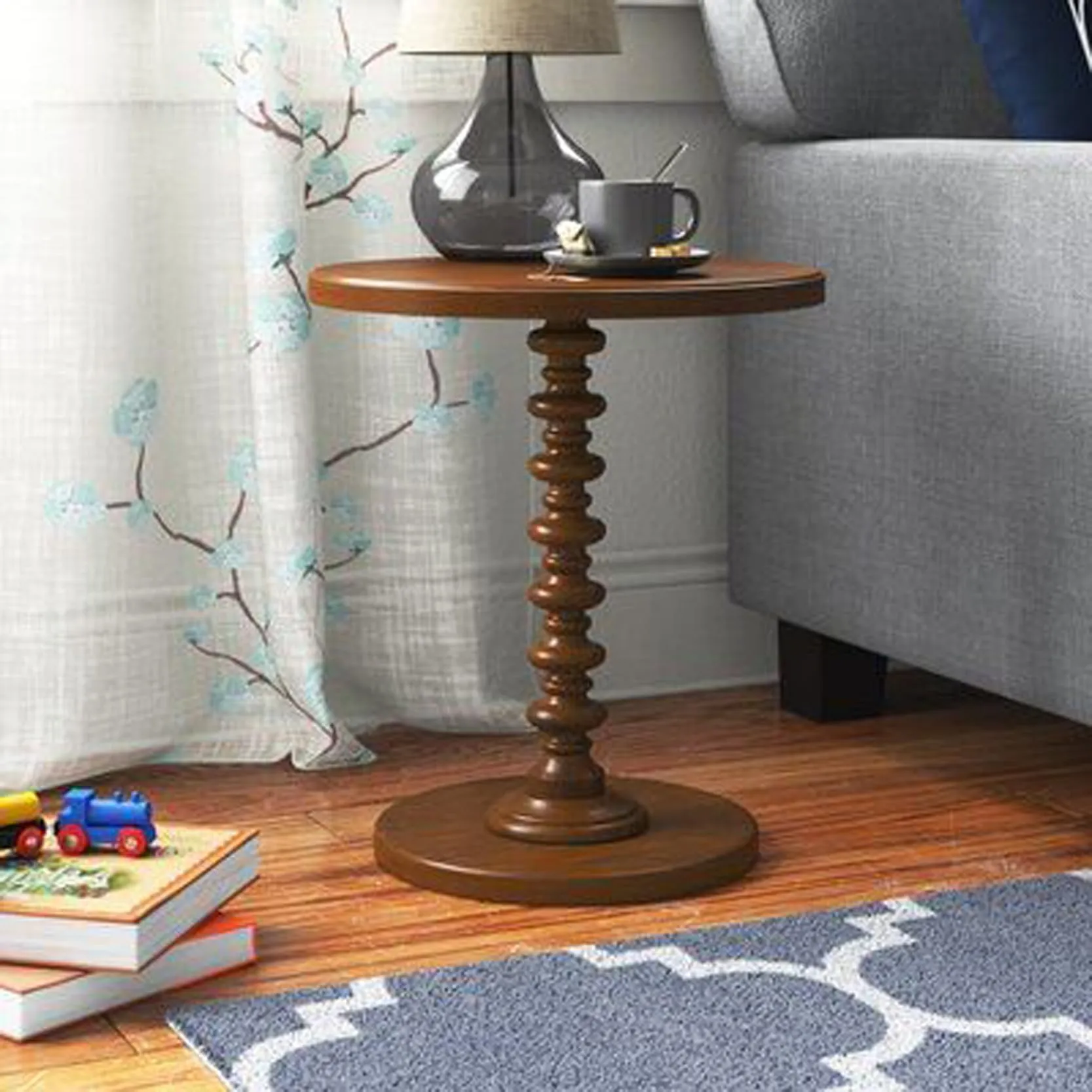 VASIL MART Wooden Round Bed Side Table End Table, Side Table, Night Stand Beah Table for Living Room Bedroom