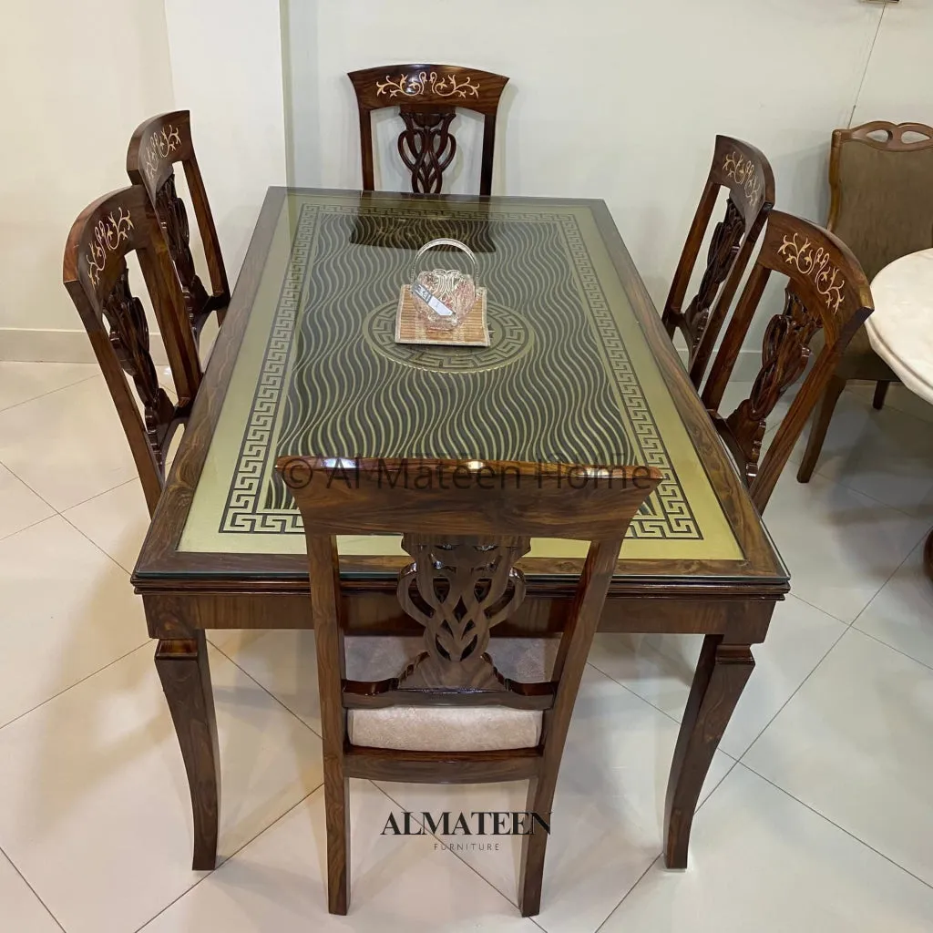 Villa Sheesham Wood Dining Table Set with 6 Chairs